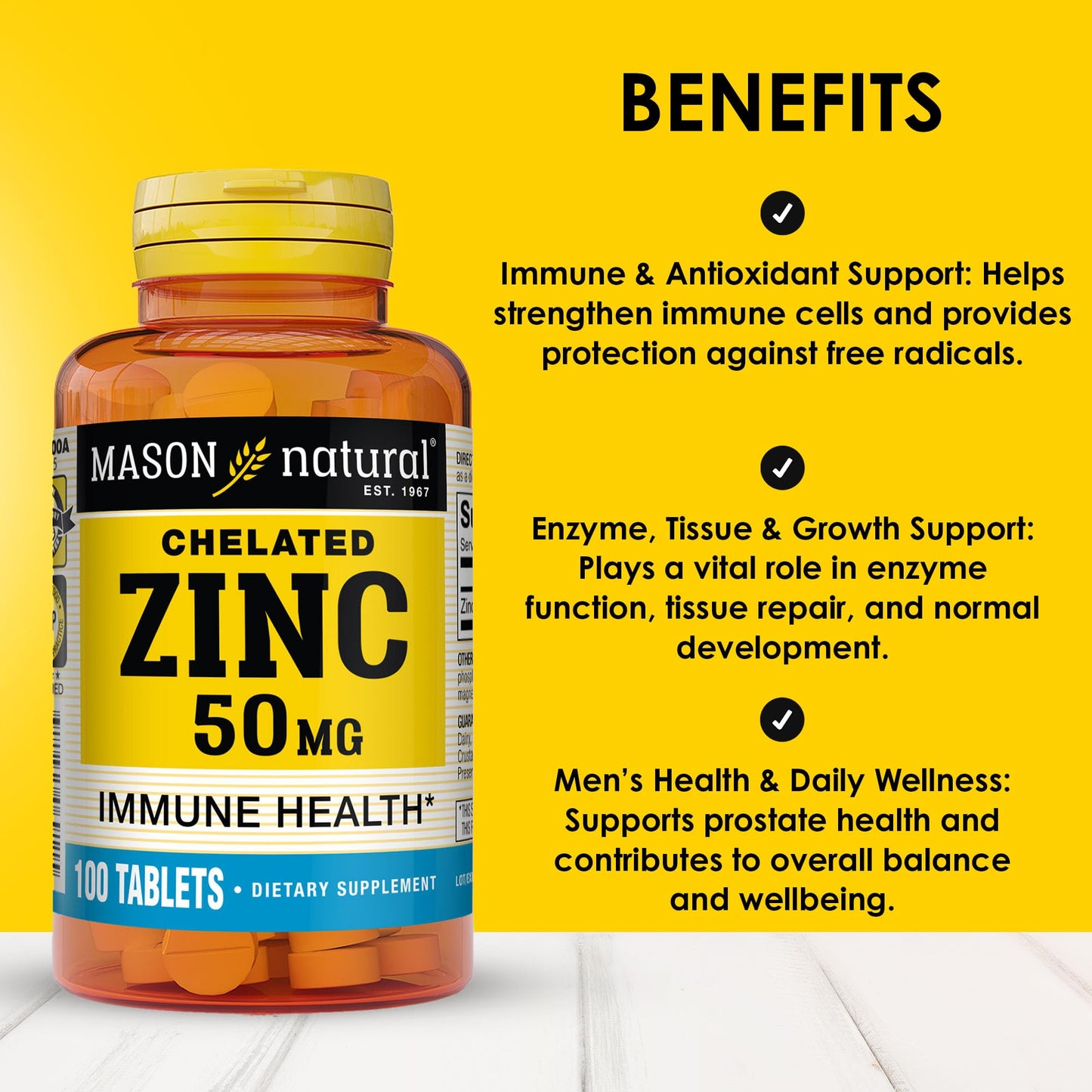 Mason Natural Zinc 50 mg Tablets, 300 Count