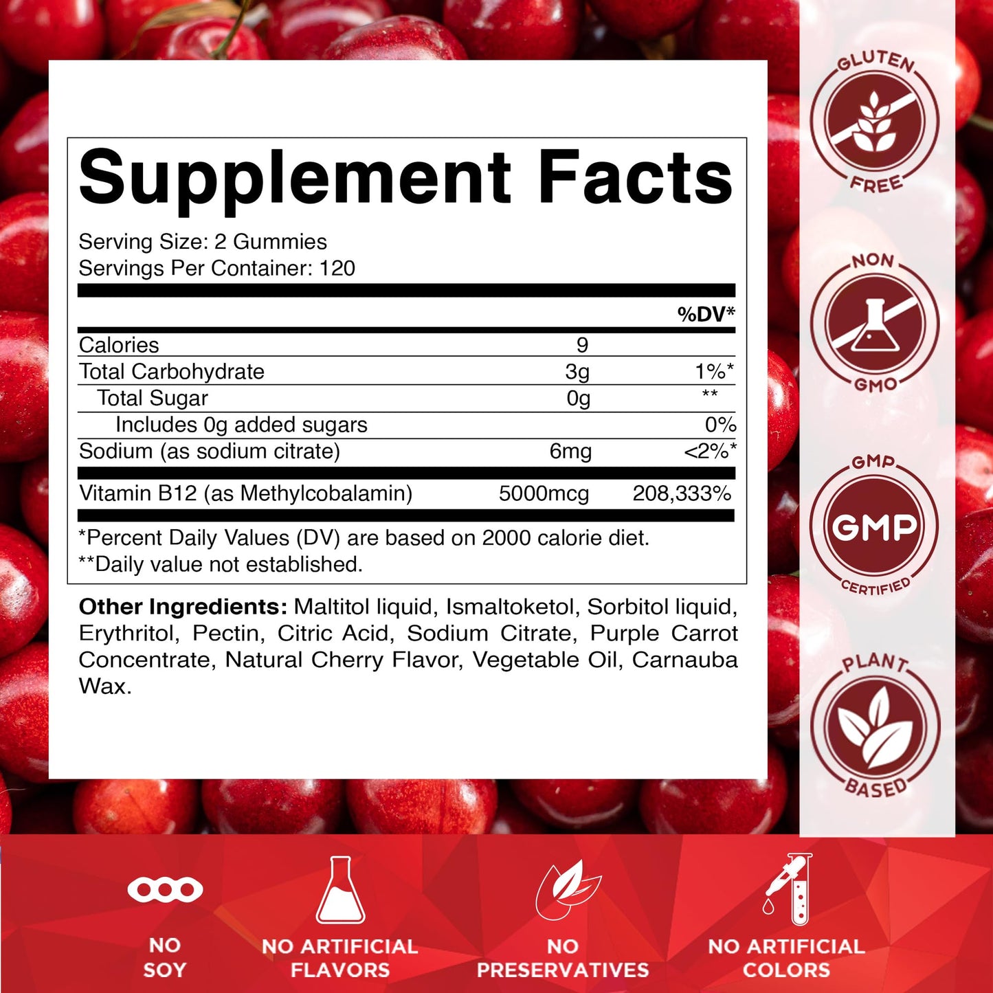 Vitamatic Extra Strength Vitamin B12 5000 mcg (Methyl B12) Gummies, 240 Count