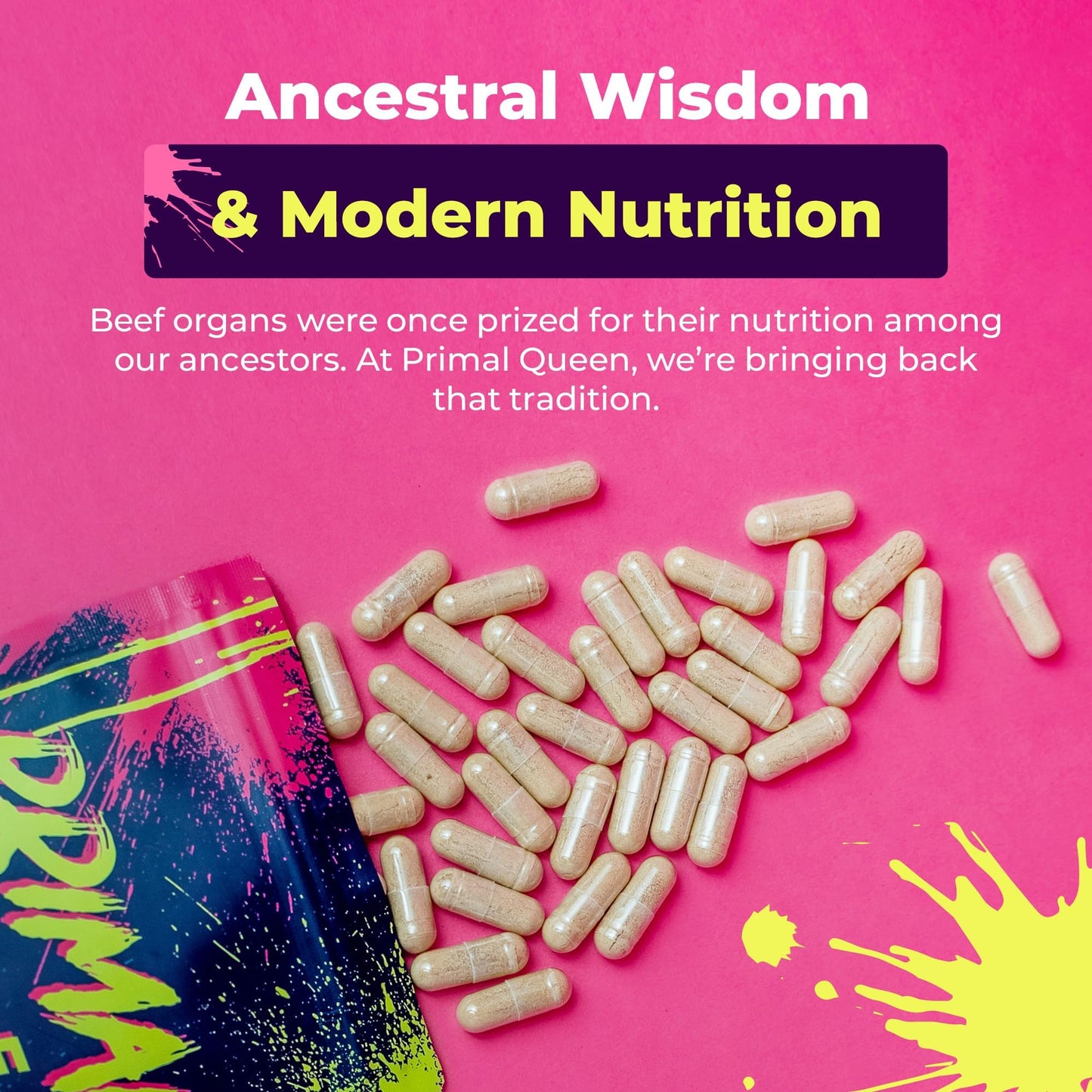 Primal Queen Beef Organ Liver Kidney Heart Capsules 120 Count
