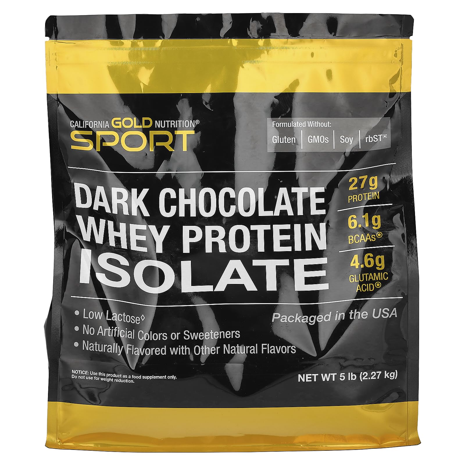 California Gold Nutrition Sport Whey Protein Isolate Powder, Dark Chocolate, 80 Servings