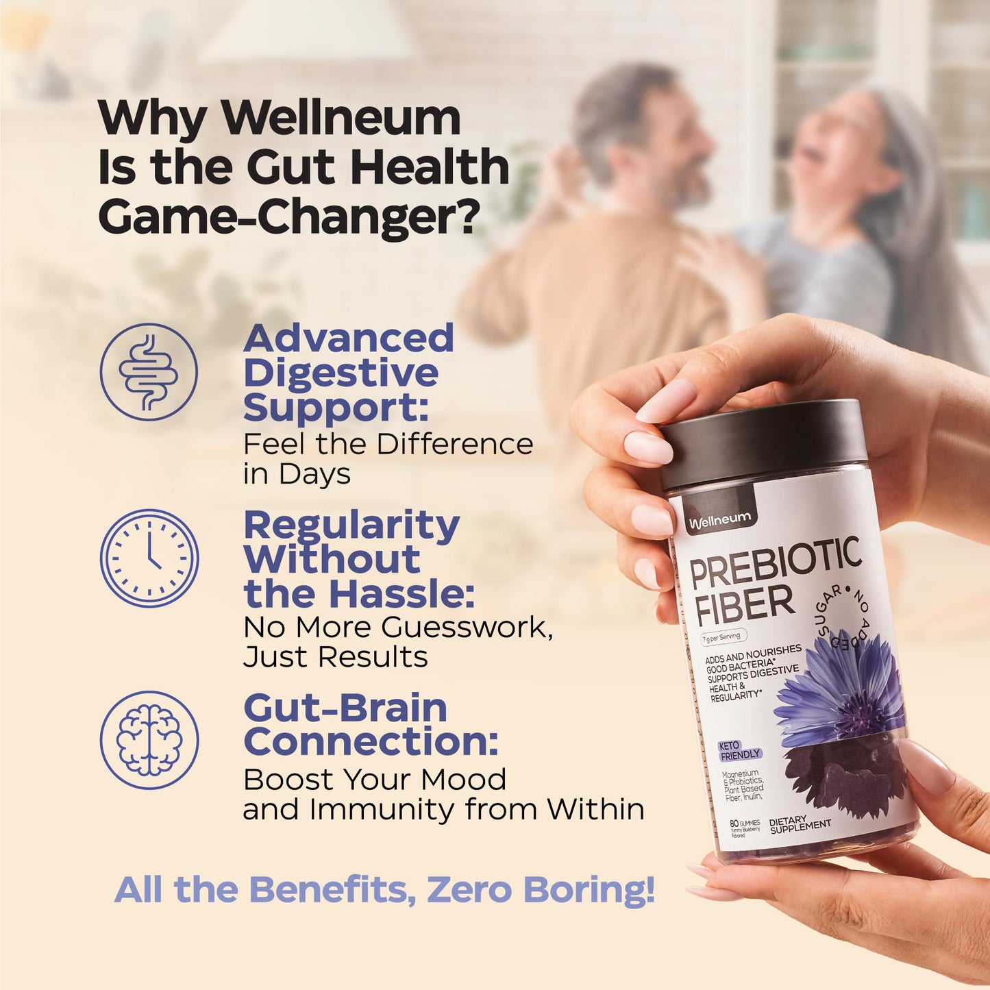Wellneum High Prebiotic Fiber Gummies 160 Count