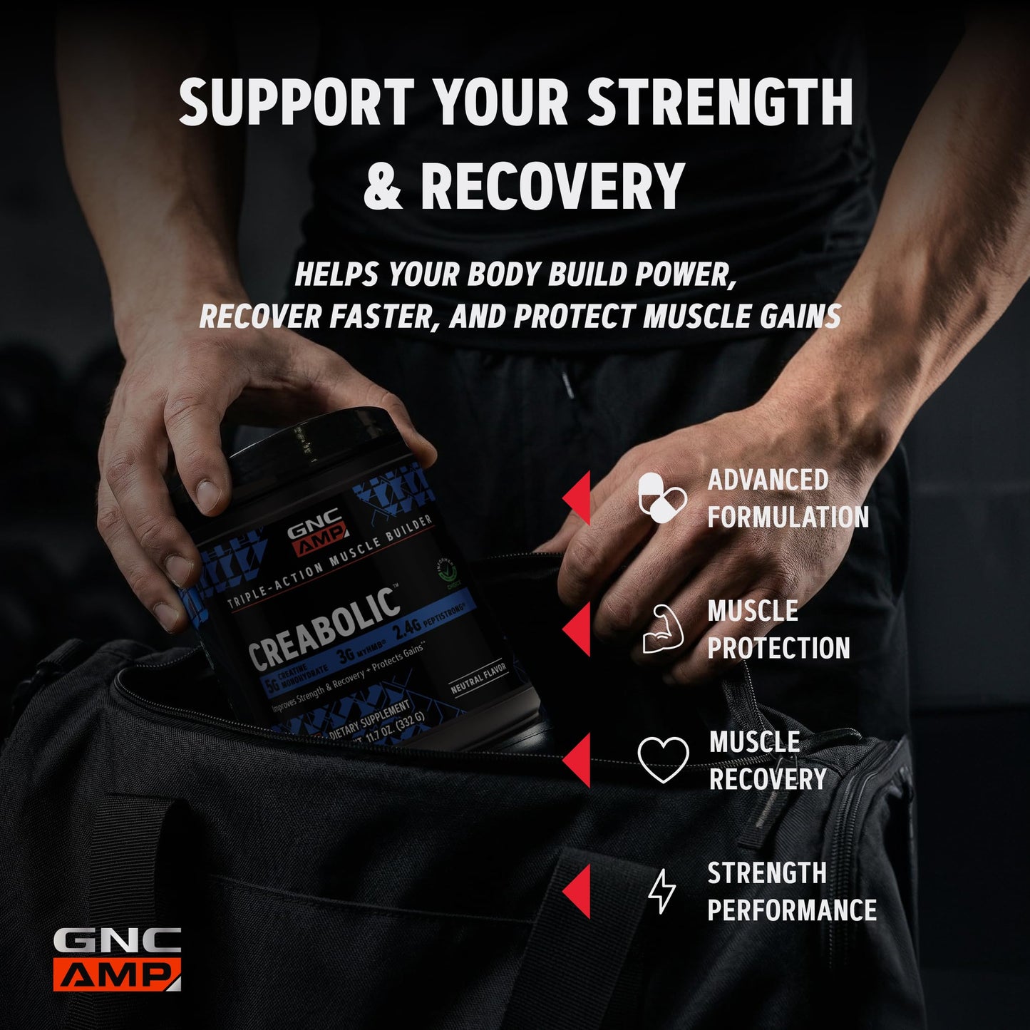 GNC AMP Creabolic Creatine Monohydrate Powder 11.7 Ounce