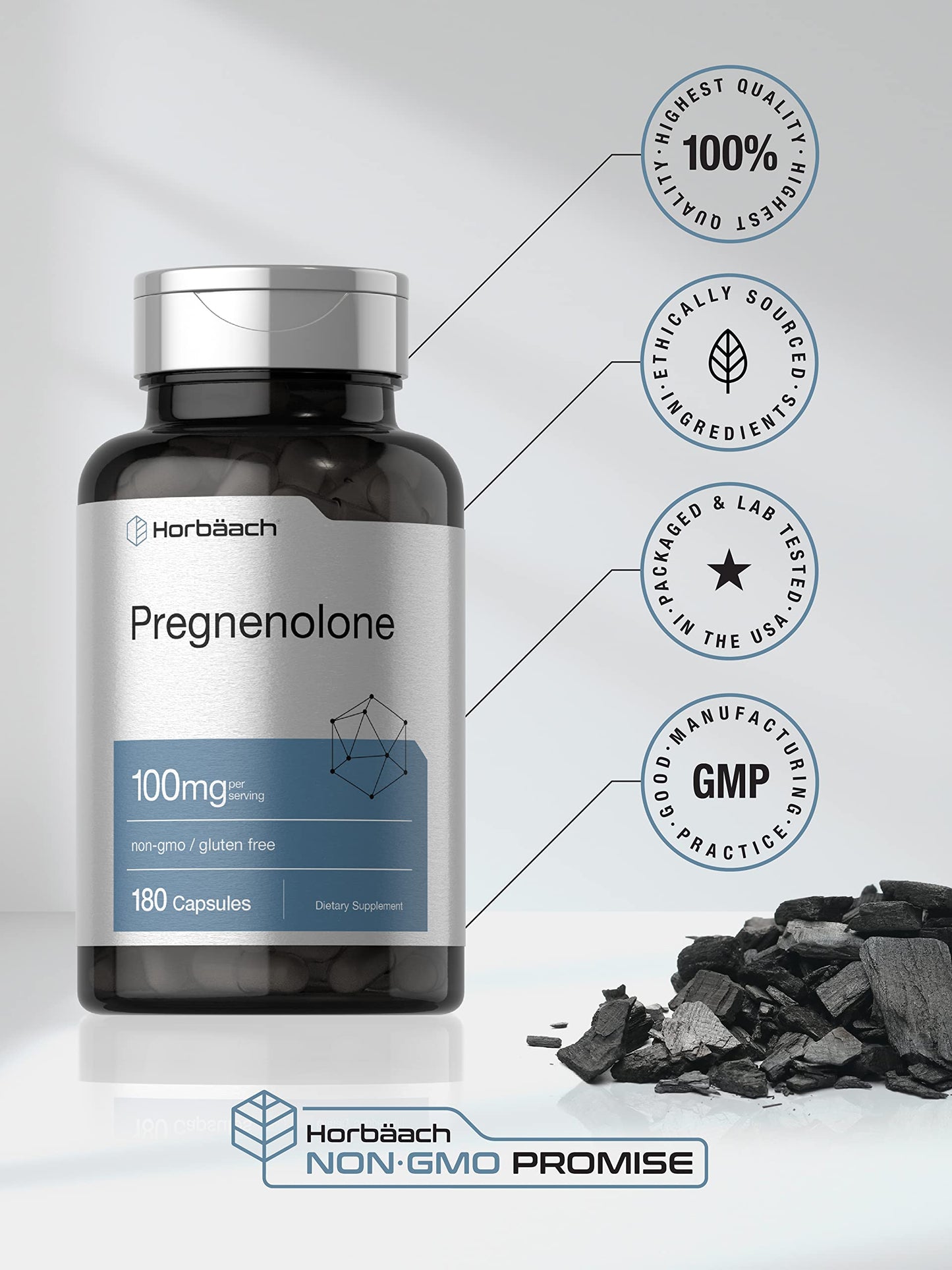 Horbäach Pregnenolone Supplement 100 mg Capsule, 180 Capsules