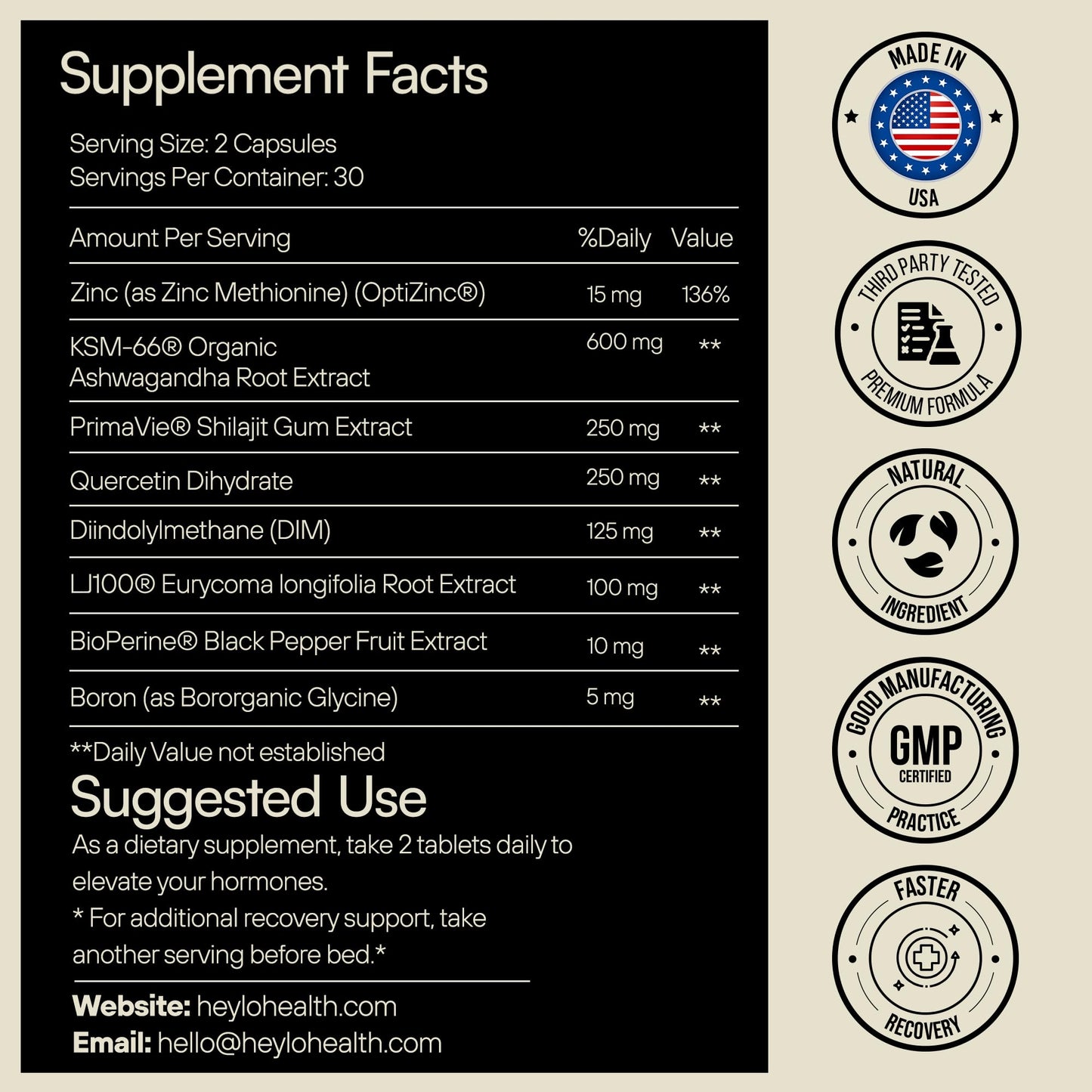 Heylo Health Man UP Men’s Vitality Supplement 60 Capsules