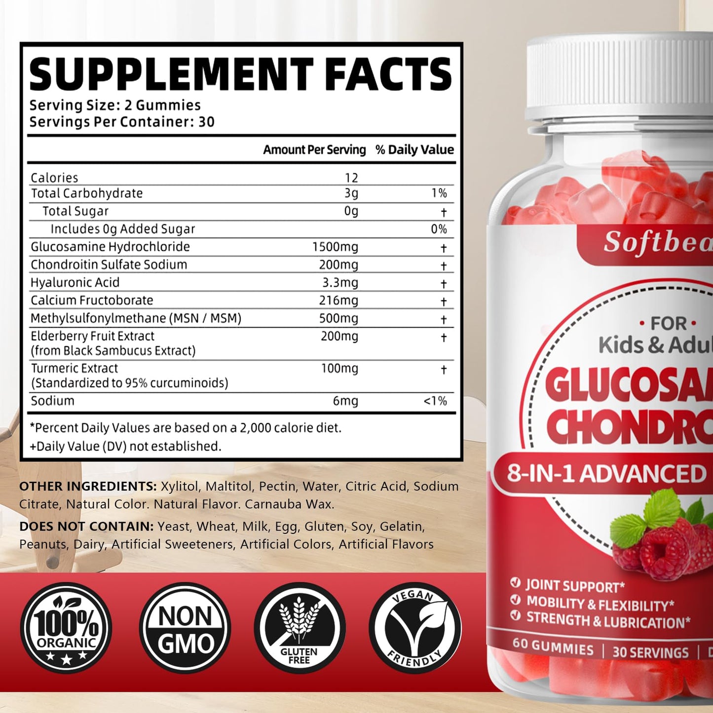 softbear Glucosamine Chondroitin Gummies 120 Count