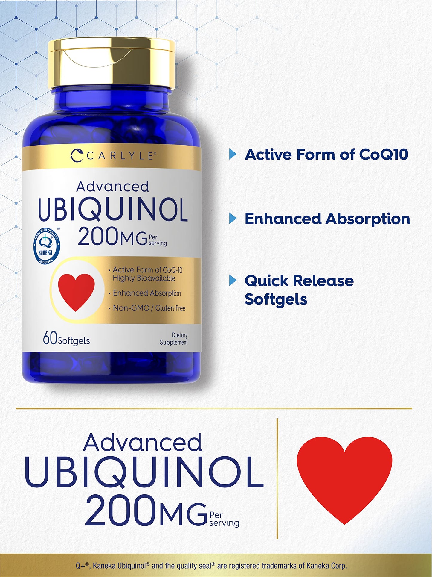 Carlyle Ubiquinol 200mg Softgels, 60 Count