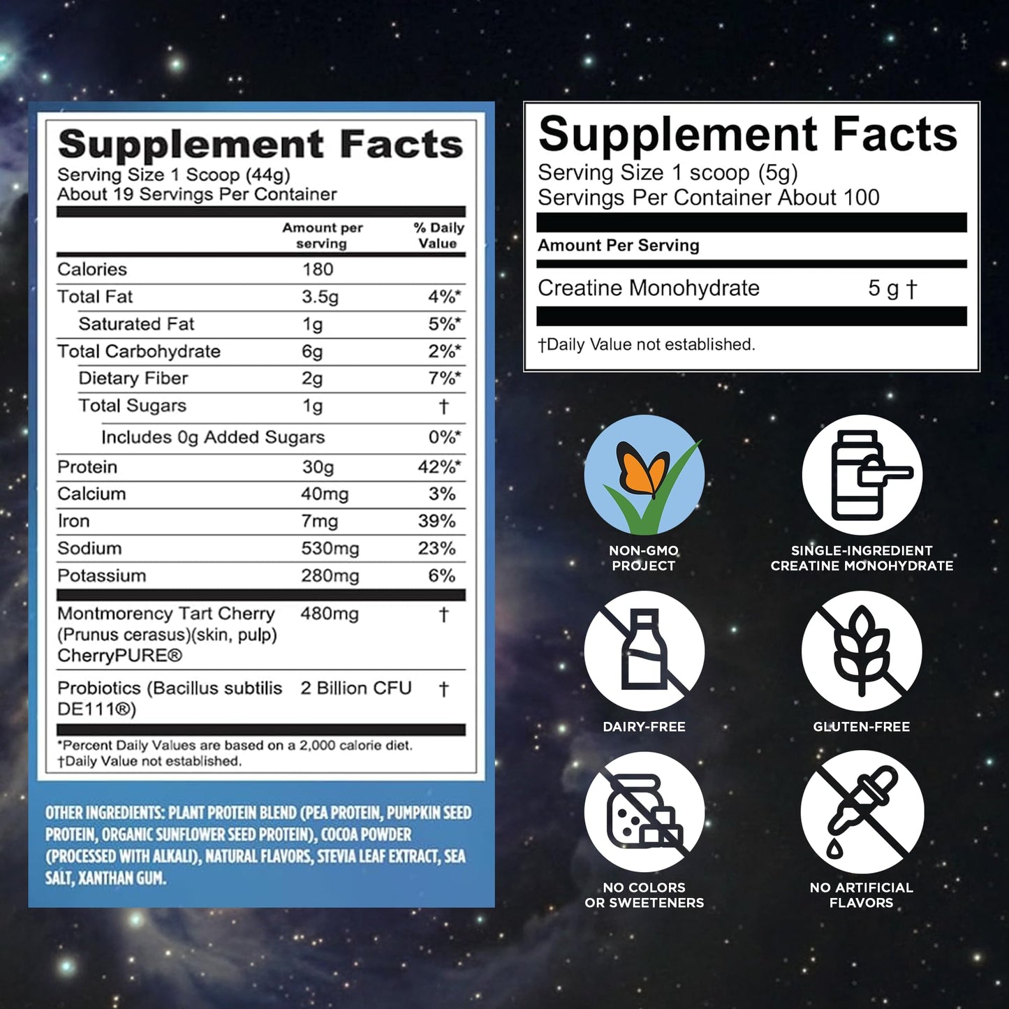 Vega Protein + Recovery Chocolate & Creatine Monohydrate Powder Bundle, Protein Powder 1.8 lb (19 Servings) + Creatine Monohydrate Powder 17.6 oz (100 Servings)