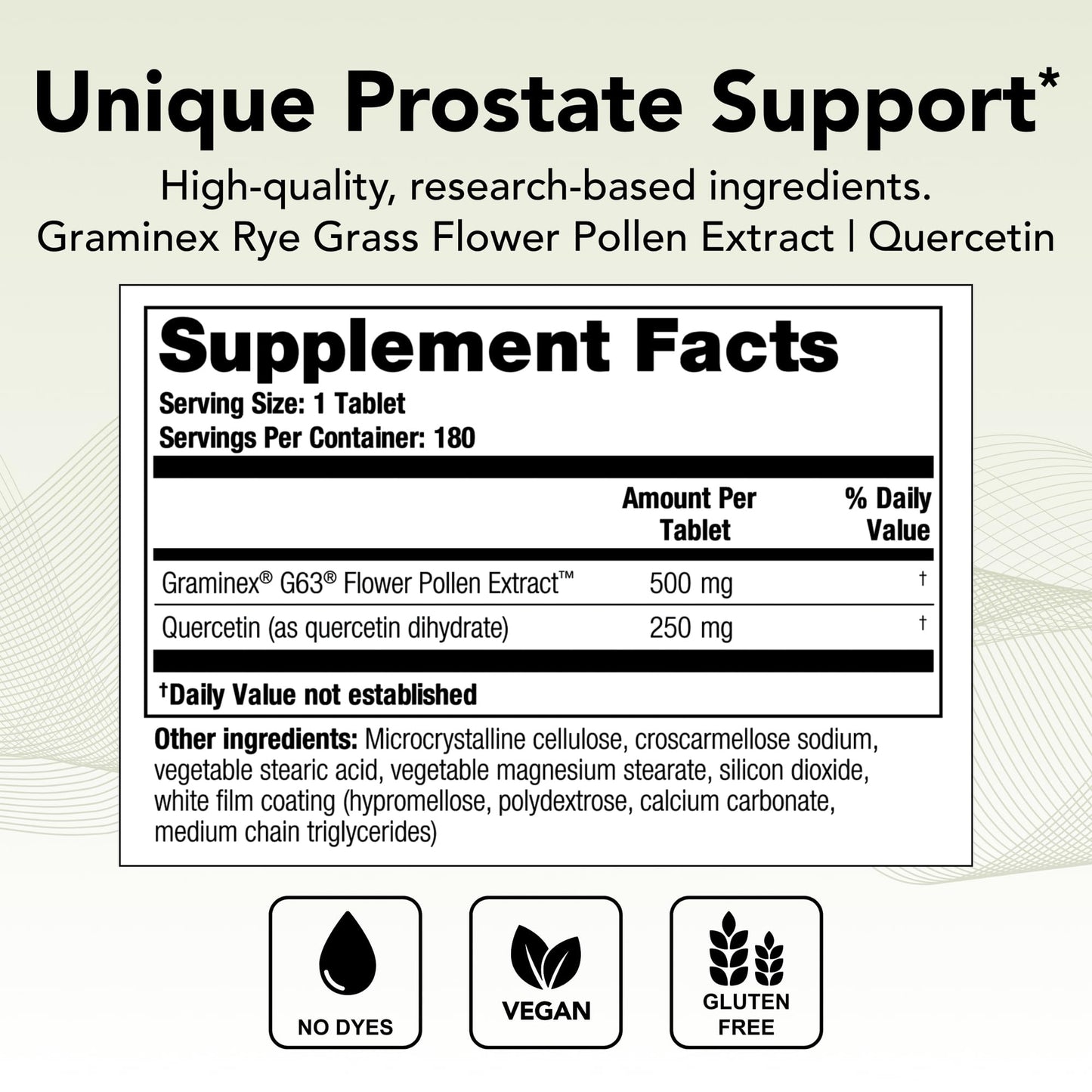 Theralogix Prostate PQ Rye Grass Pollen Extract & Quercetin, 180 Tablets