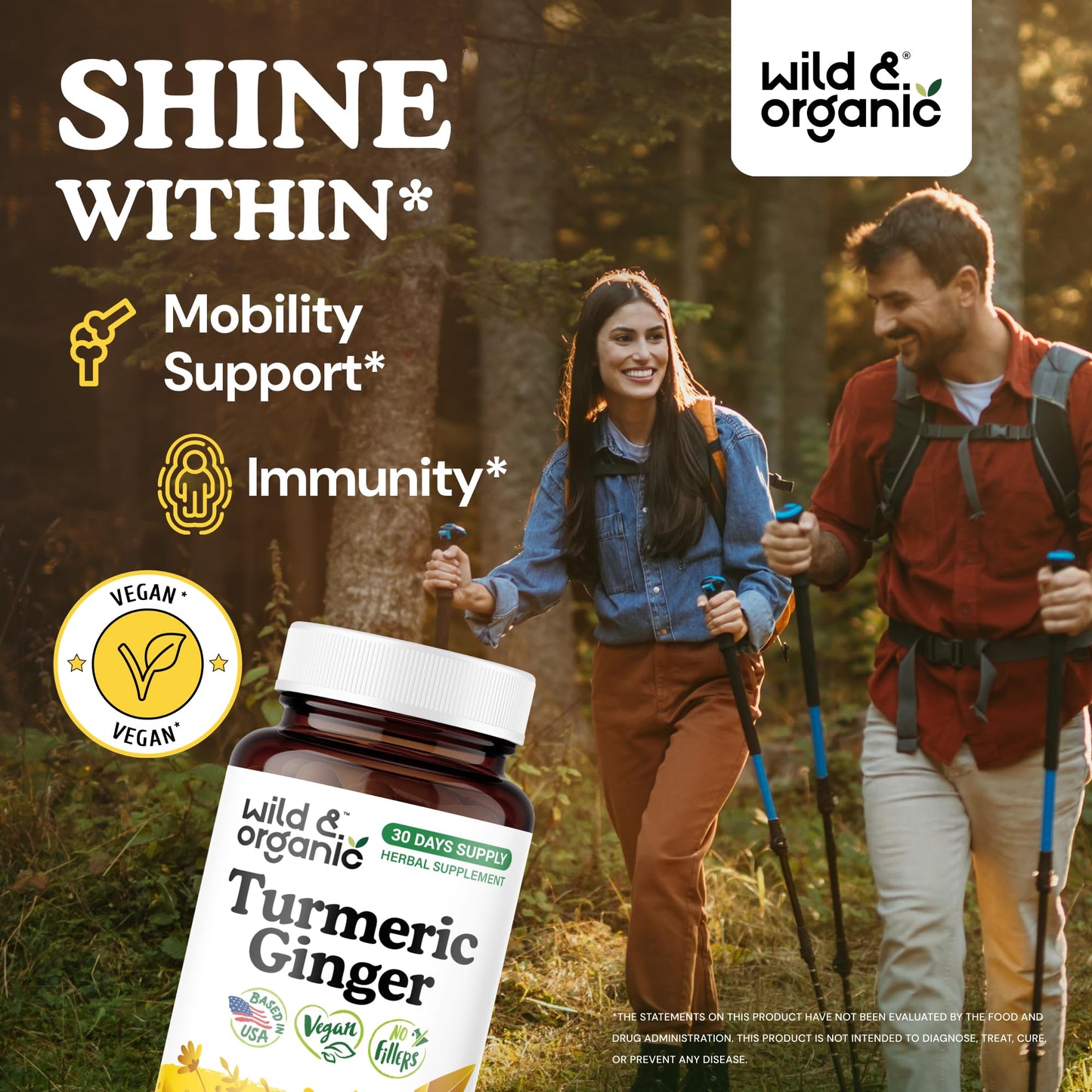 Wild & Organic Turmeric and Ginger Capsules 60 Count