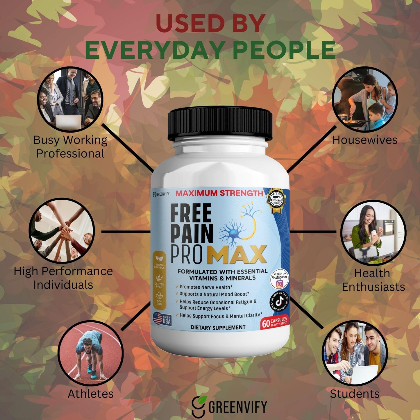 GREENVIFY Free Pain ProMax Maximum Strength Capsules, 60 Capsules