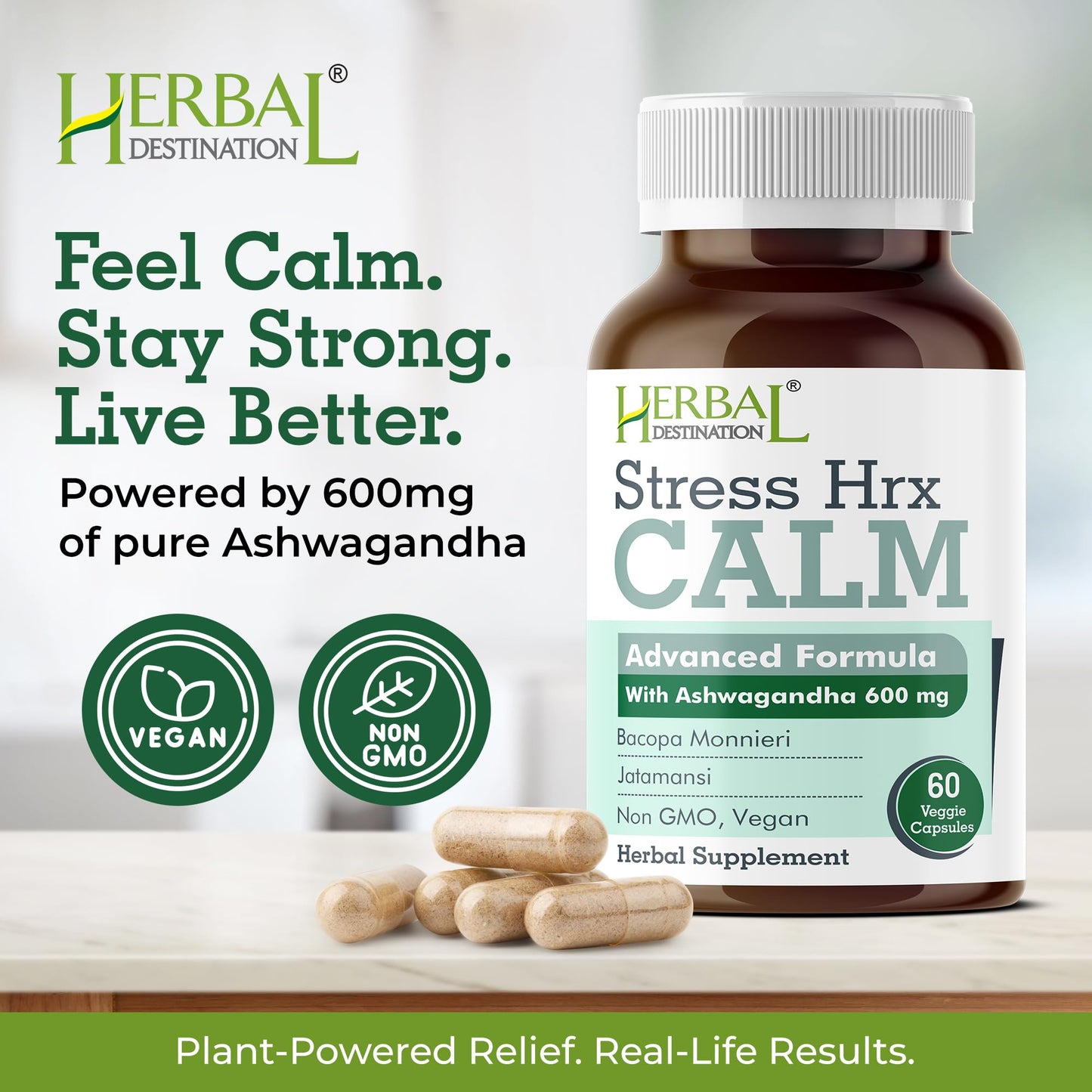 Herbal Destination Stress Hrx Ashwagandha Supplement Softgel 60 Count