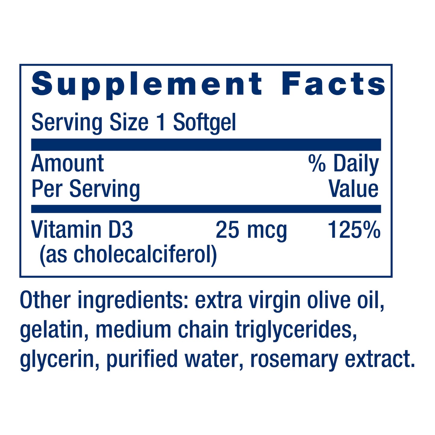 Life Extension Vitamin D3 25 mcg (1000 IU) Softgels 90