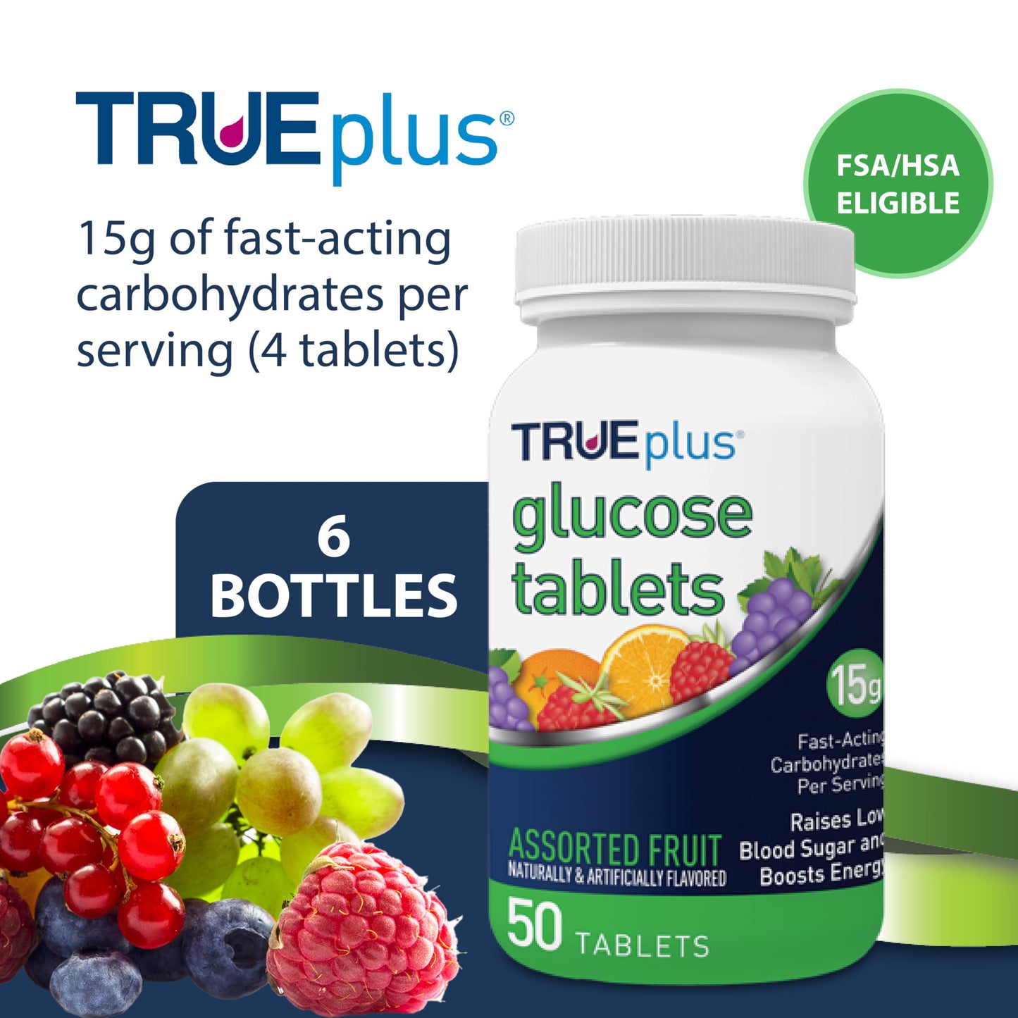 TRUEplus Glucose Tablets, Chewable, 300 Tablets