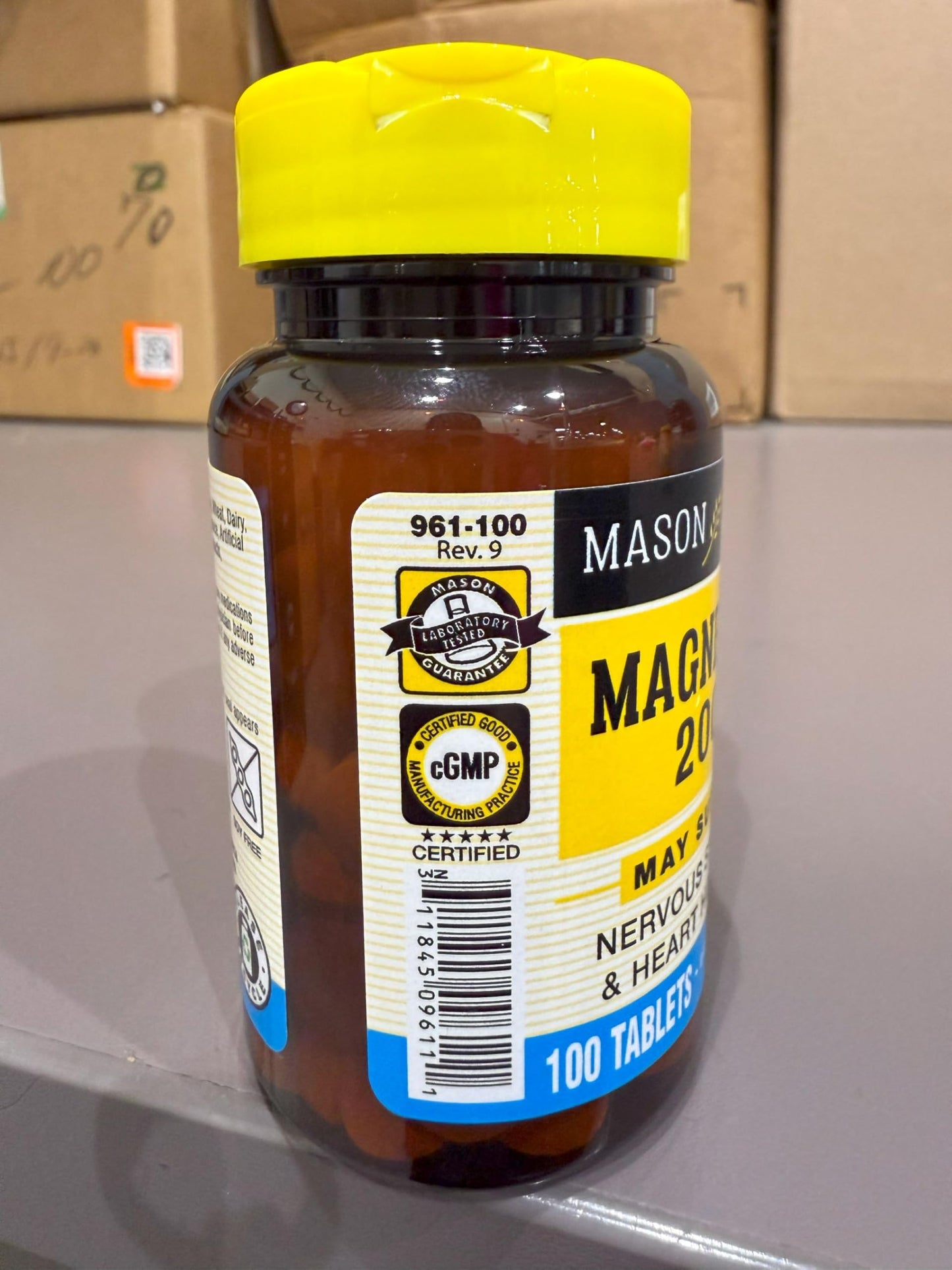 Mason Natural Magnesium 200 mg Muscle and Nerve Function Support, 100 Tablets