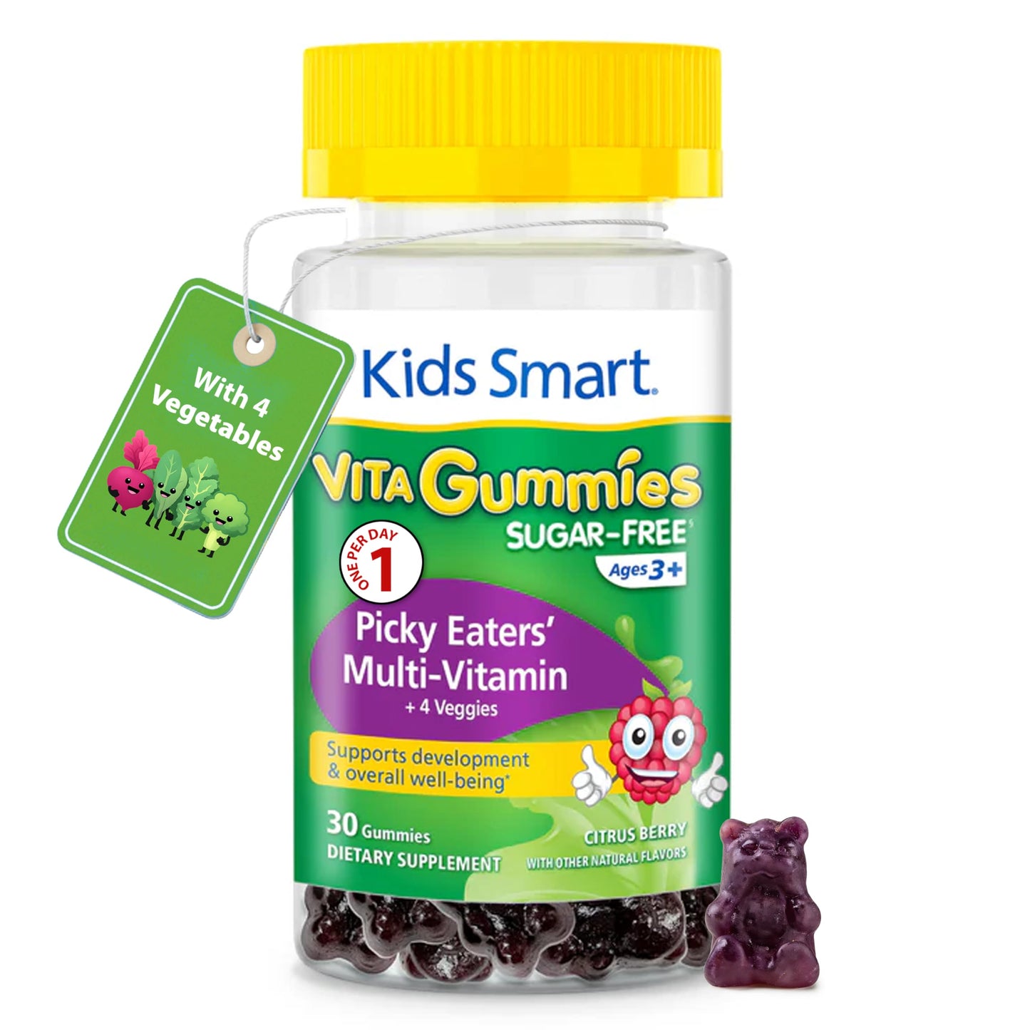 KIDS SMART Picky Eaters Multivitamin + Veggies Gummies Daily Wellbeing Chewable, 30 Count