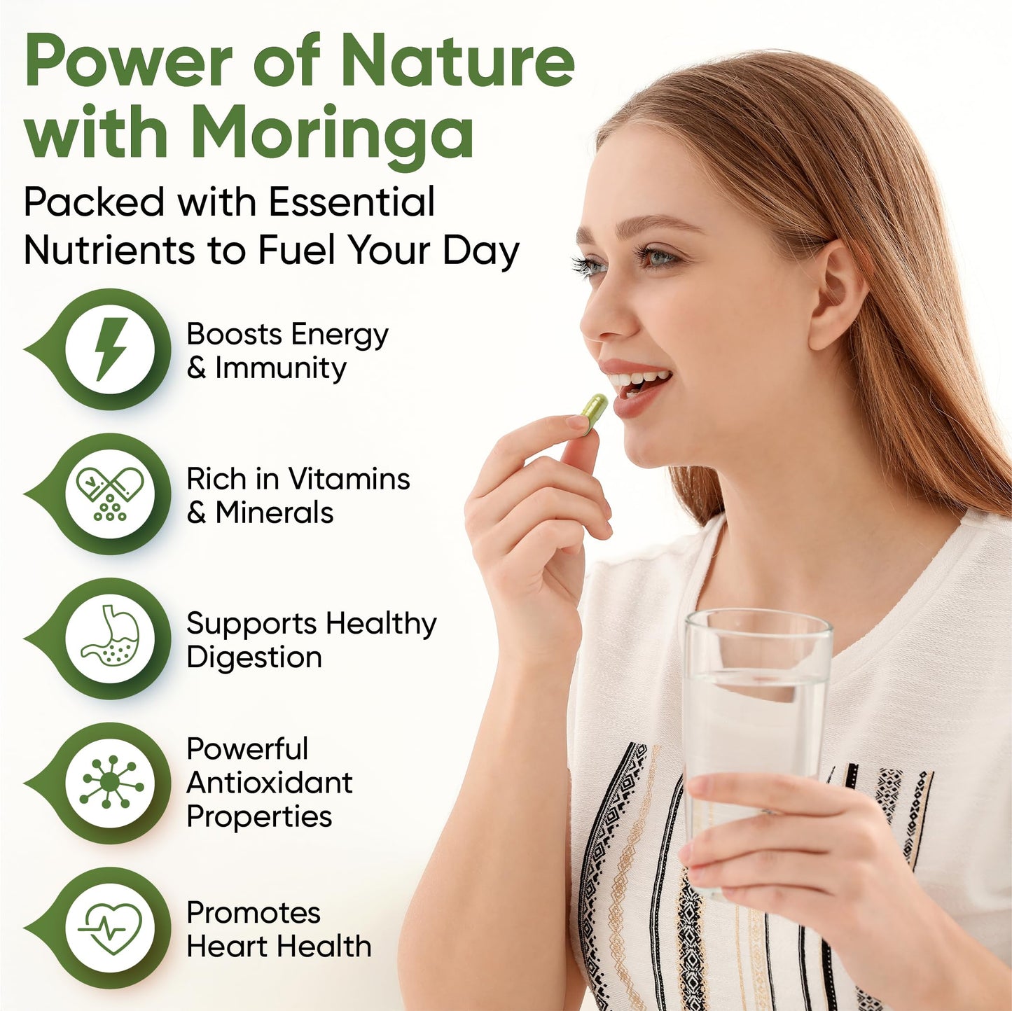 Moringa with Barry Moringa Capsules – 100% Pure Moringa Powder, Vegan Superfood Supplement for Energy, Immunity, Digestion & Vitality – Non-GMO, Gluten-Free – 100 Capsules