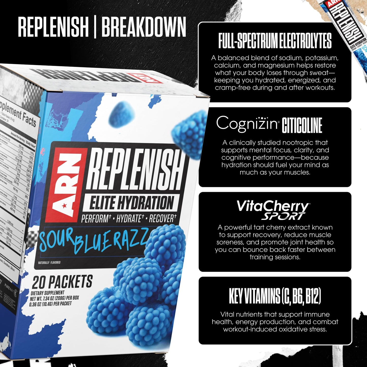 Arms Race Nutrition Replenish Elite Hydration Powder, 8 oz