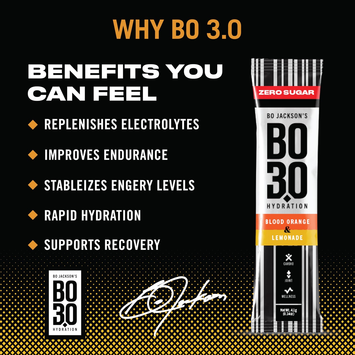 BO3.0 Zero Sugar Electrolyte Powder Packets, 15 Count