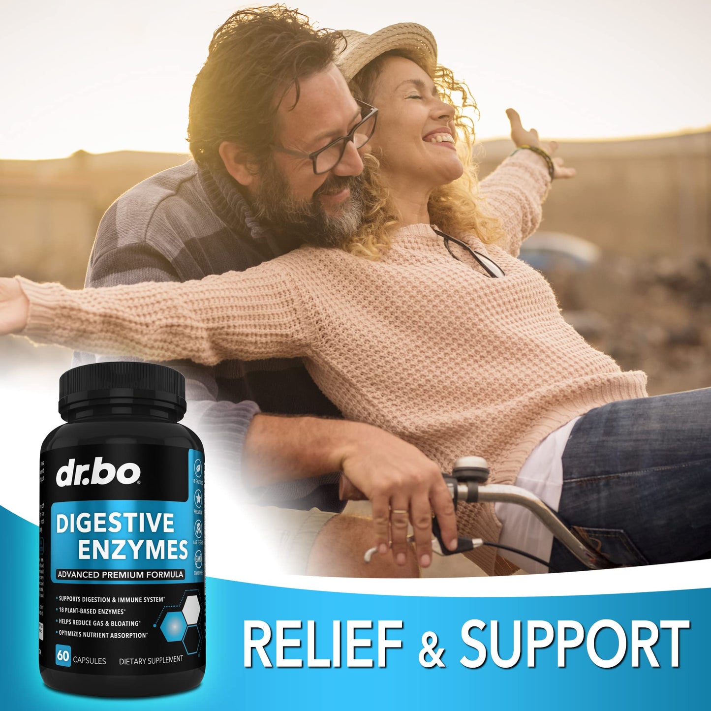 DR. BO Digestive Enzymes Plant Based Pancreatic & Proteolytic Enzyme Supplement Capsule 60 Count