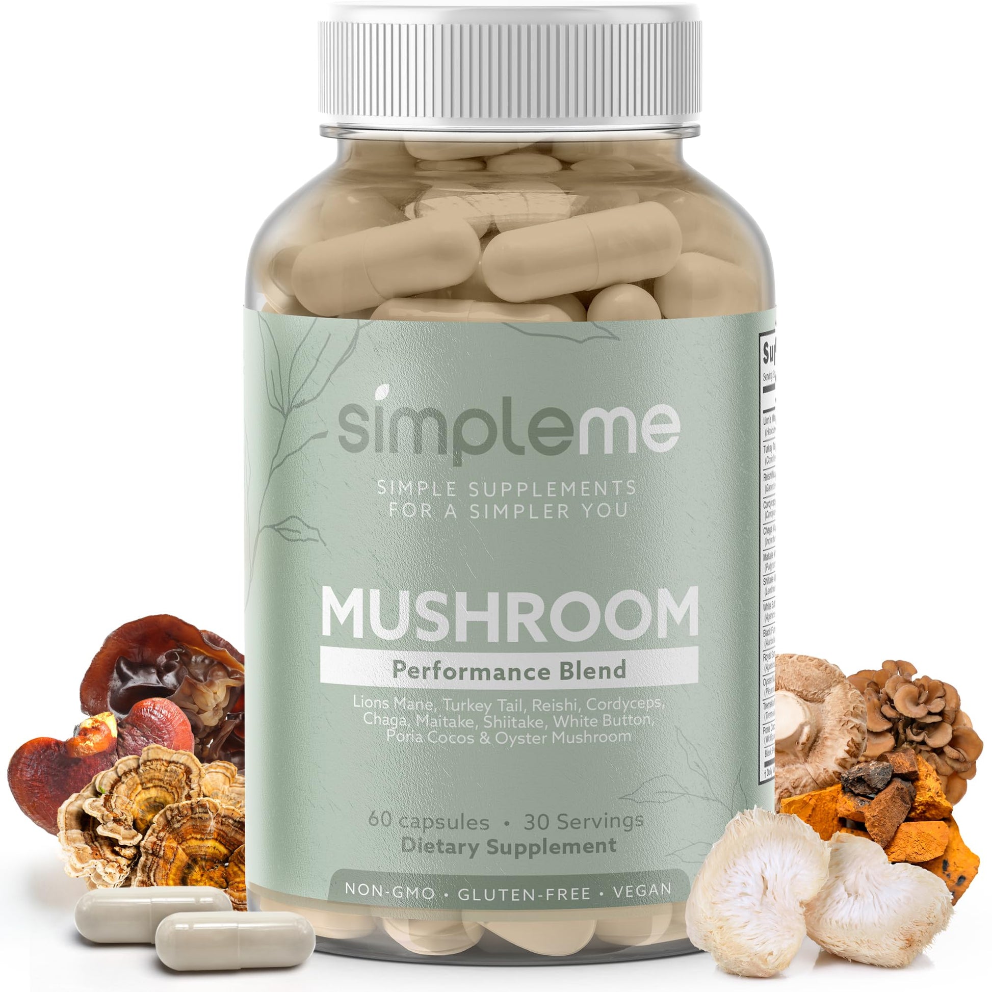 SIMPLEME Multi-Mushroom Supplement 60 Capsules