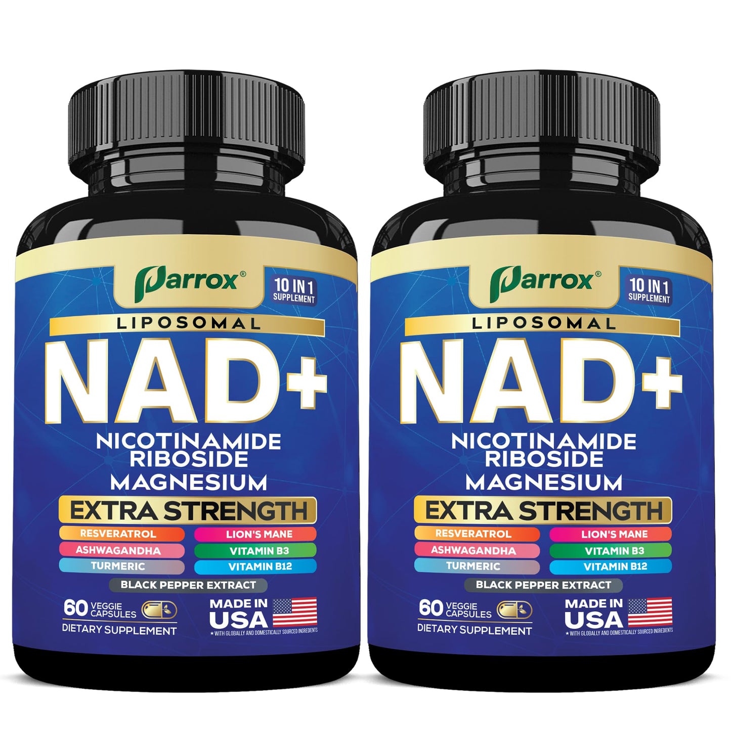 Parrox NAD+ Supplement Liposomal Nicotinamide Riboside 10-in-1 Strength Capsules 120 Count