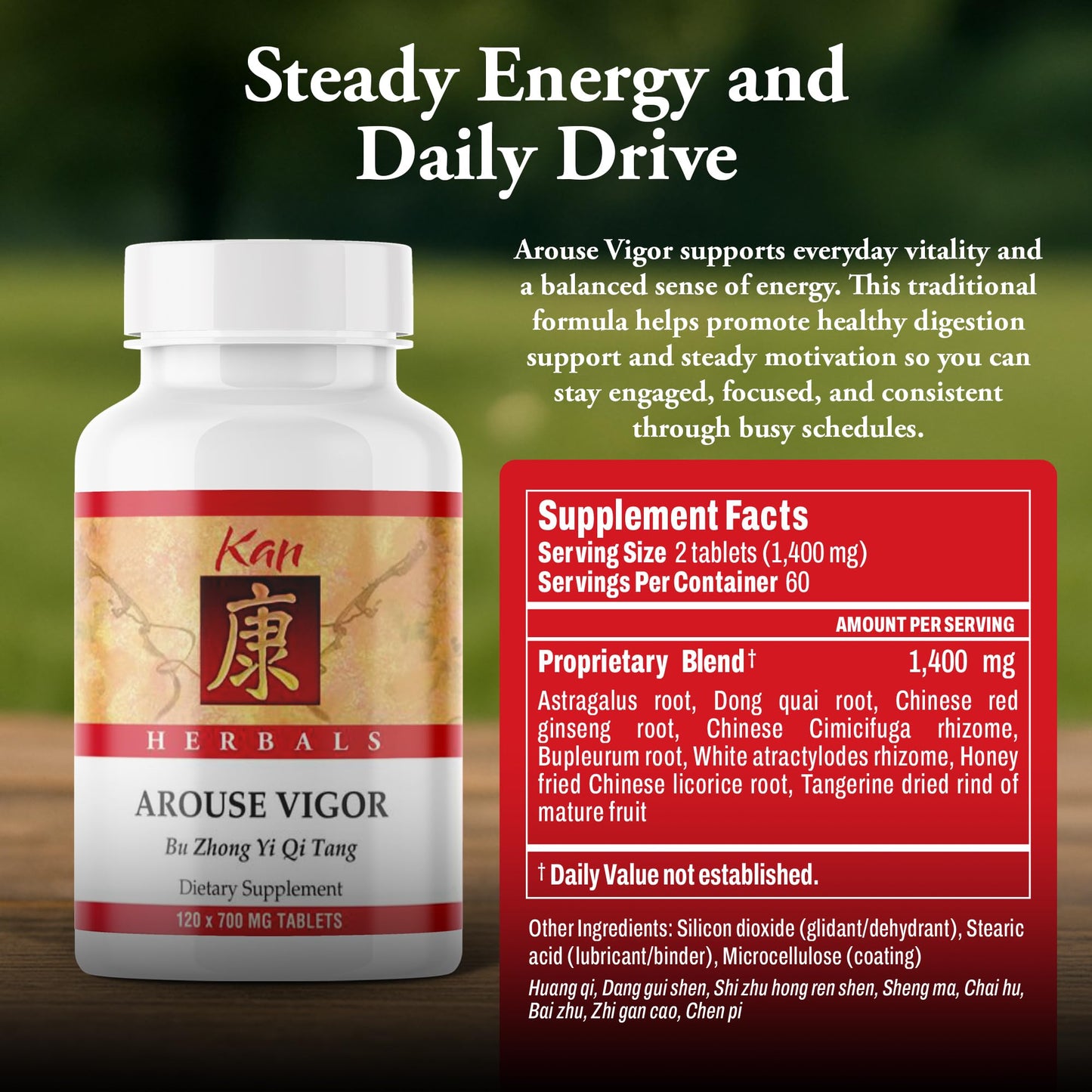 Kan Herbals Arouse Vigor Traditional Herbal Formula Tablets, 120 Tablets