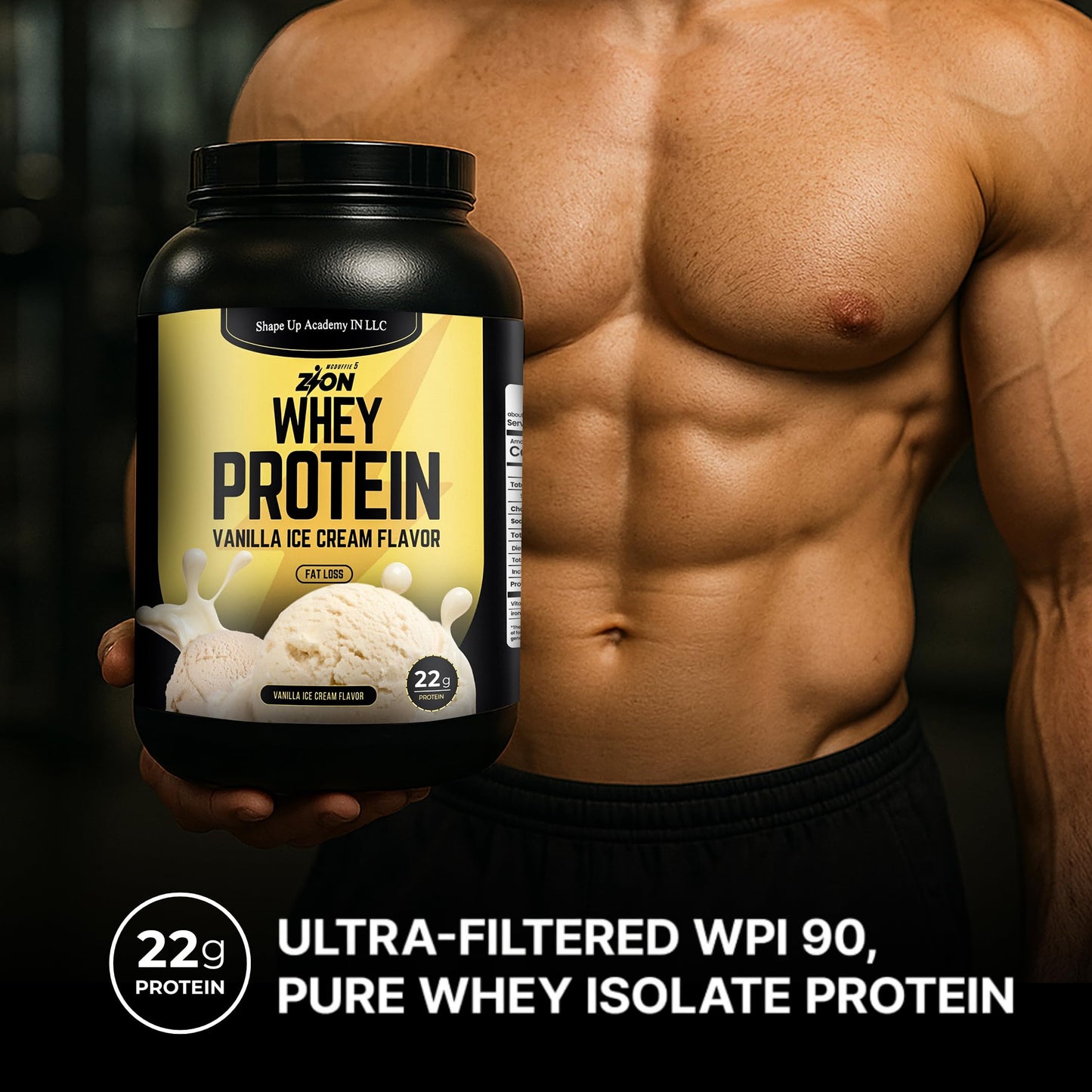 SHAPE UP ACADEMY IN LLC Zion Whey Protein Powder Vanilla Ice Cream 1.69 Pound 27