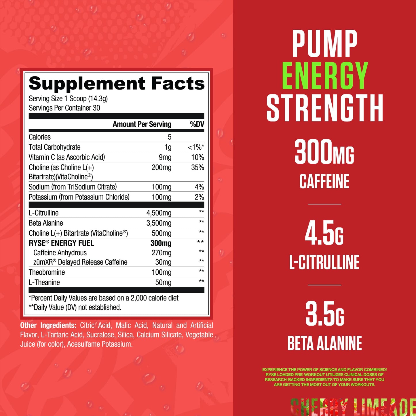 RYSE Up Supplements Loaded Pre Workout Powder 30 Servings