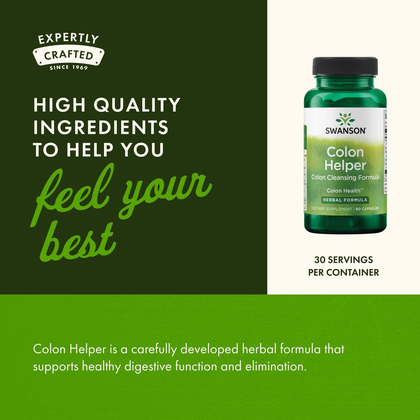 Swanson Colon Helper Herbal Digestive Supplement Capsule, 120 Capsules