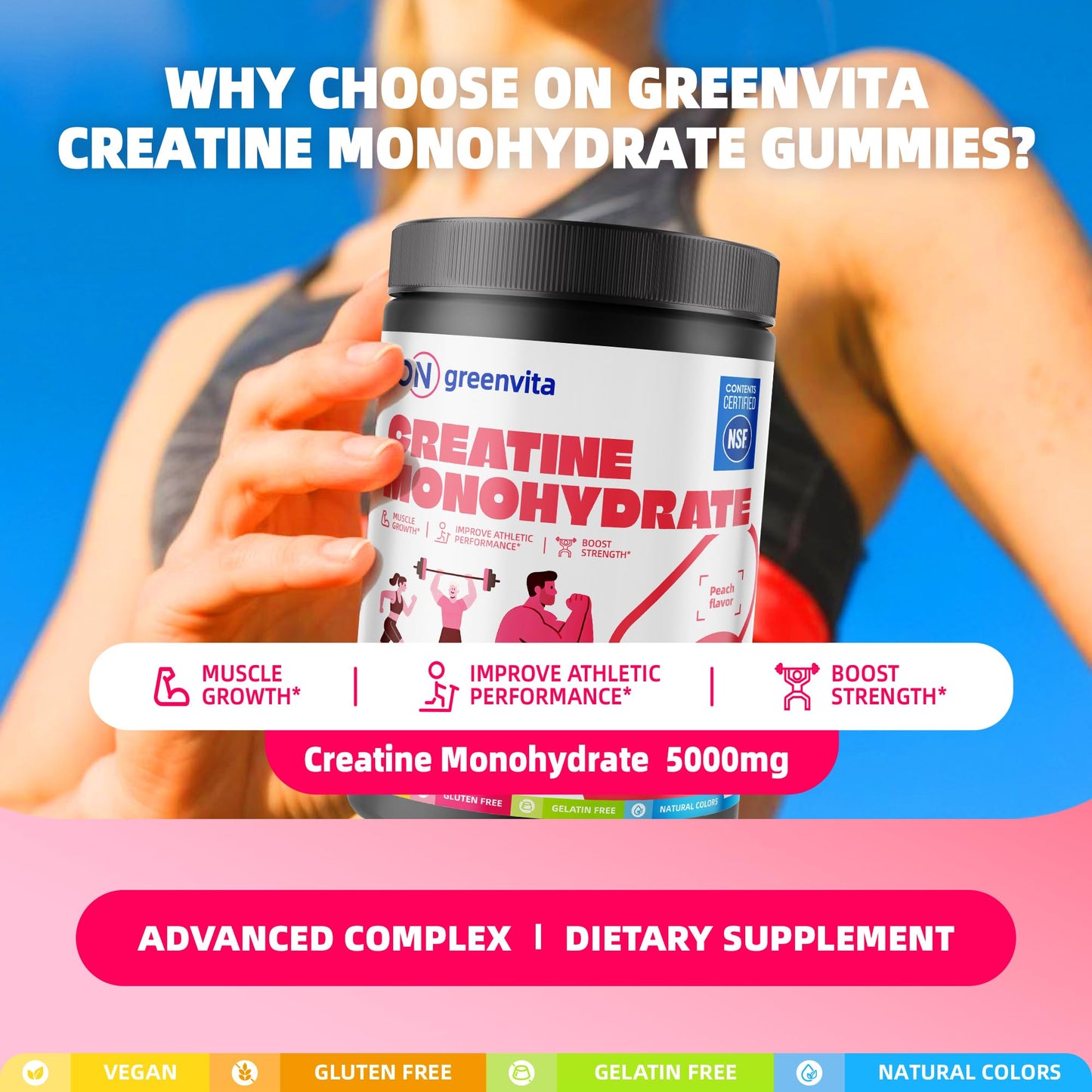 ON GREENVITA NUTRITION Creatine Monohydrate Gummies 135 Gummies