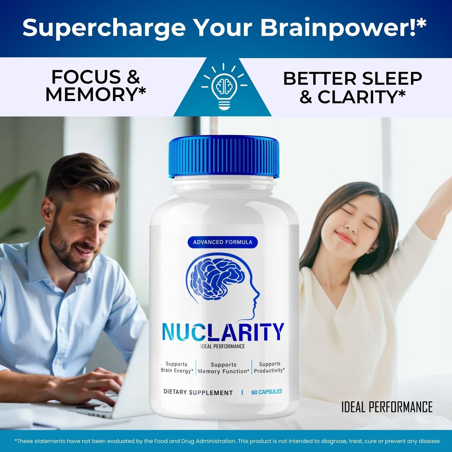 IDEAL PERFORMANCE Nuclarity Brain & Memory Supplement Capsules, 120 Count
