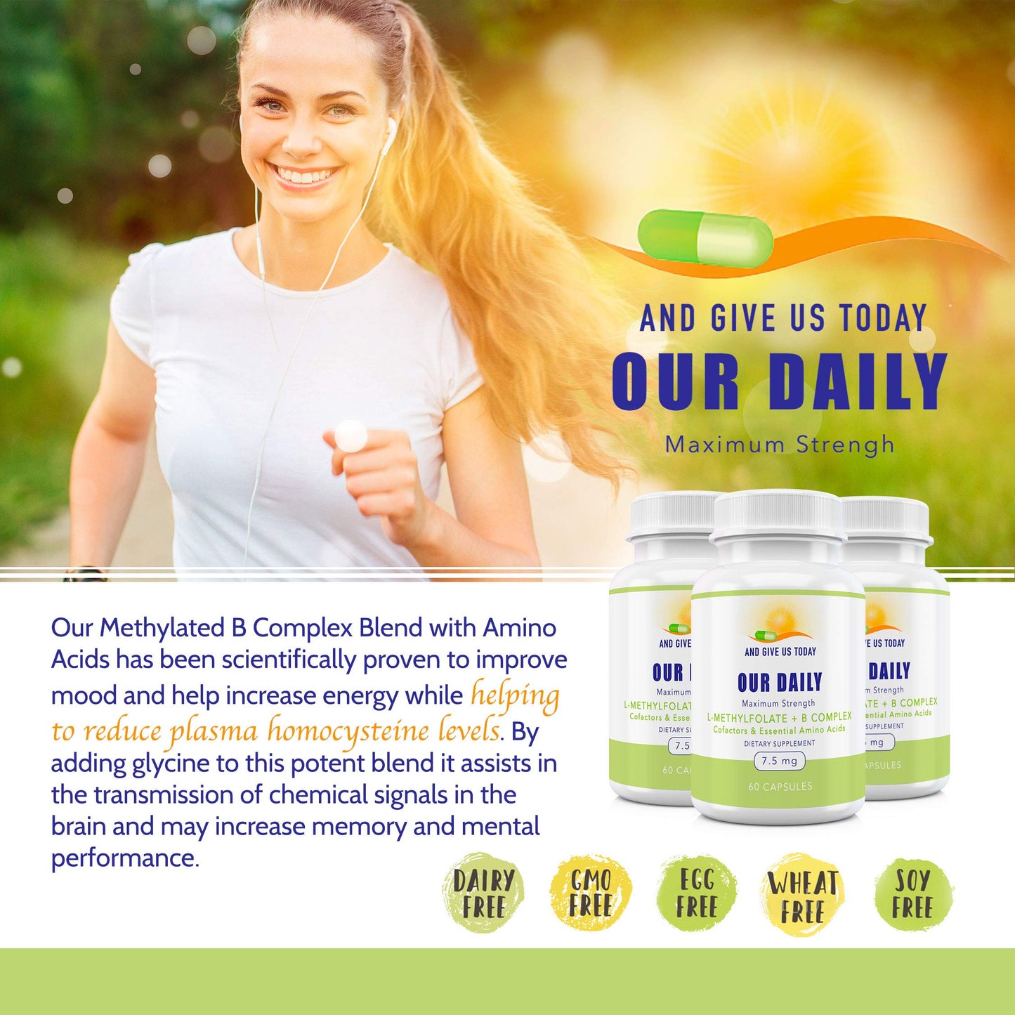 And Give Us Today Our Daily Our Daily Vites L-Methylfolate B Complex Cofactors & Essential Amino Acids Capsule 60 Count