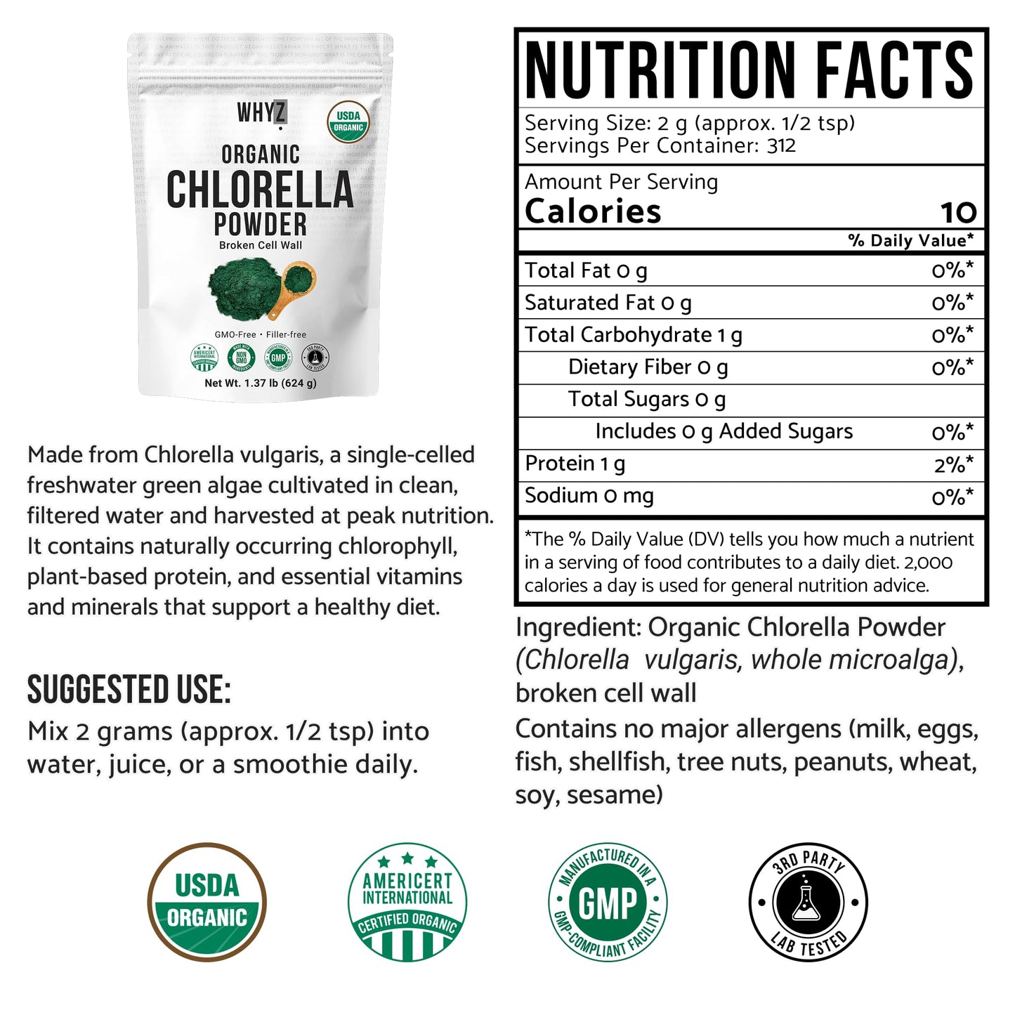 WHYZ Organic Chlorella Powder 22