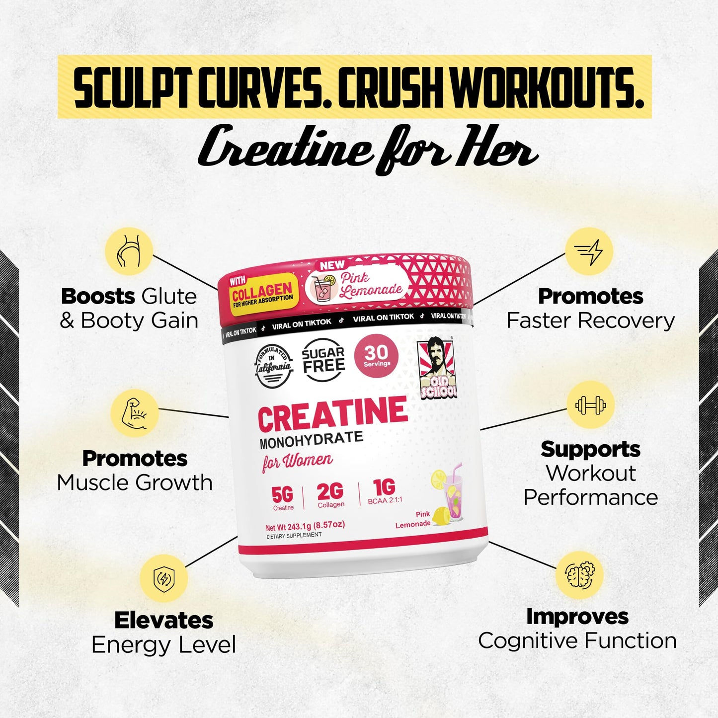 Old School Labs Creatine for Women Powder 8.57 Ounce