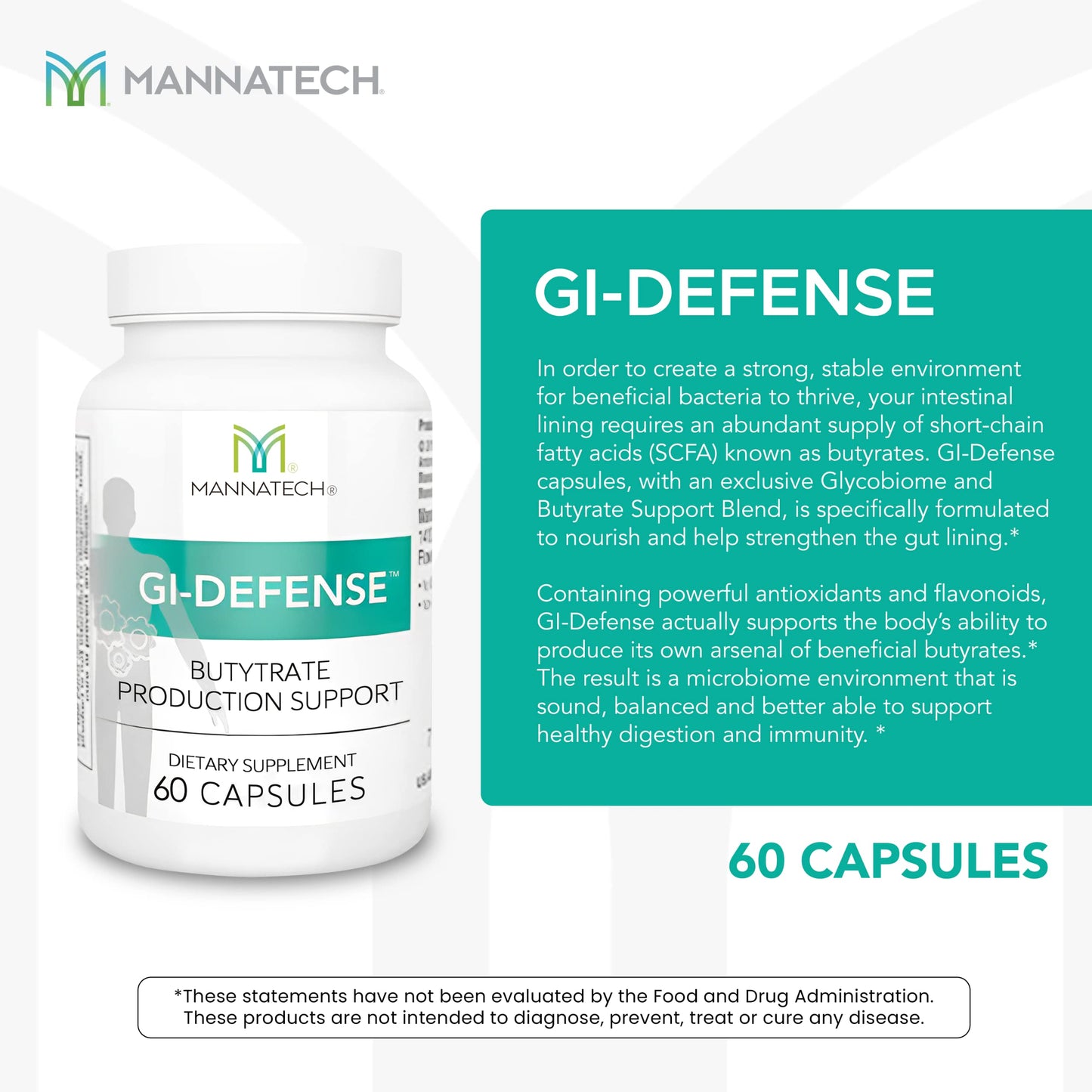 Mannatech GI-Defense® Butyrate Supplement 60 Capsules