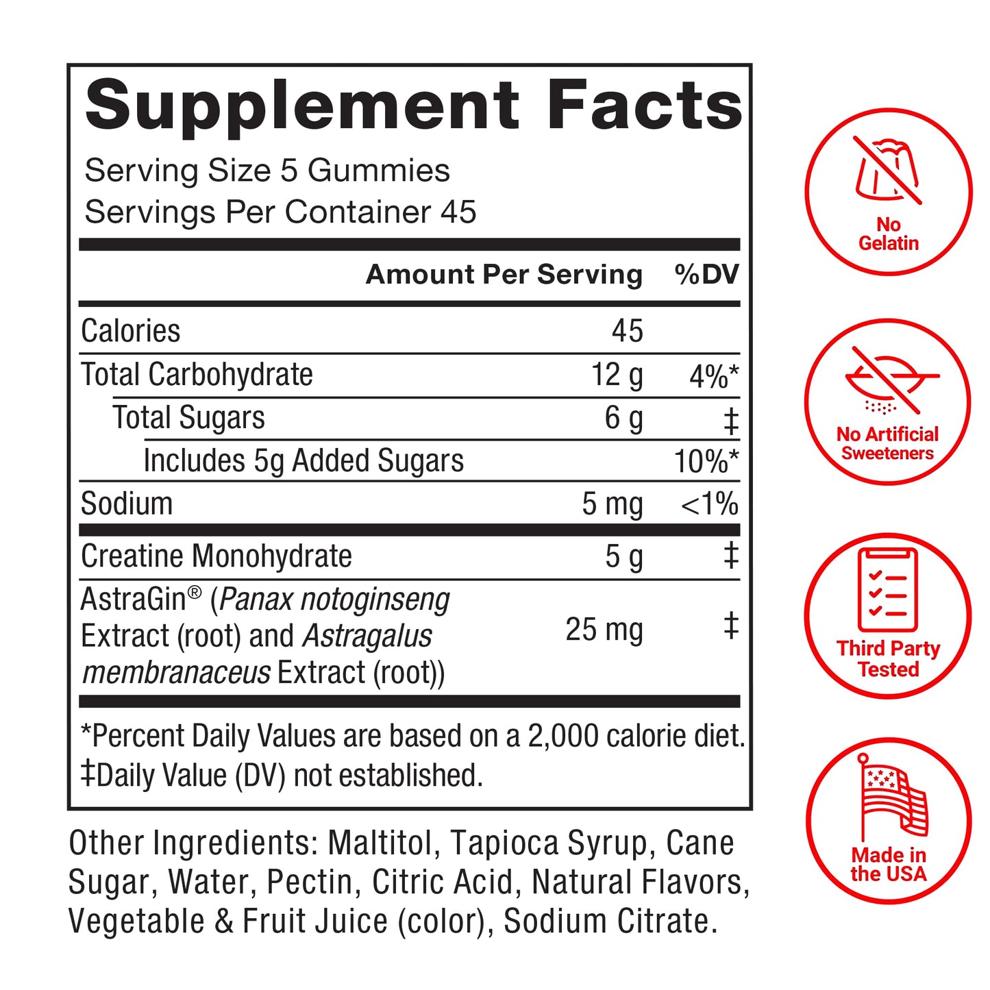 Force Factor Creatine Monohydrate Gummies, 225