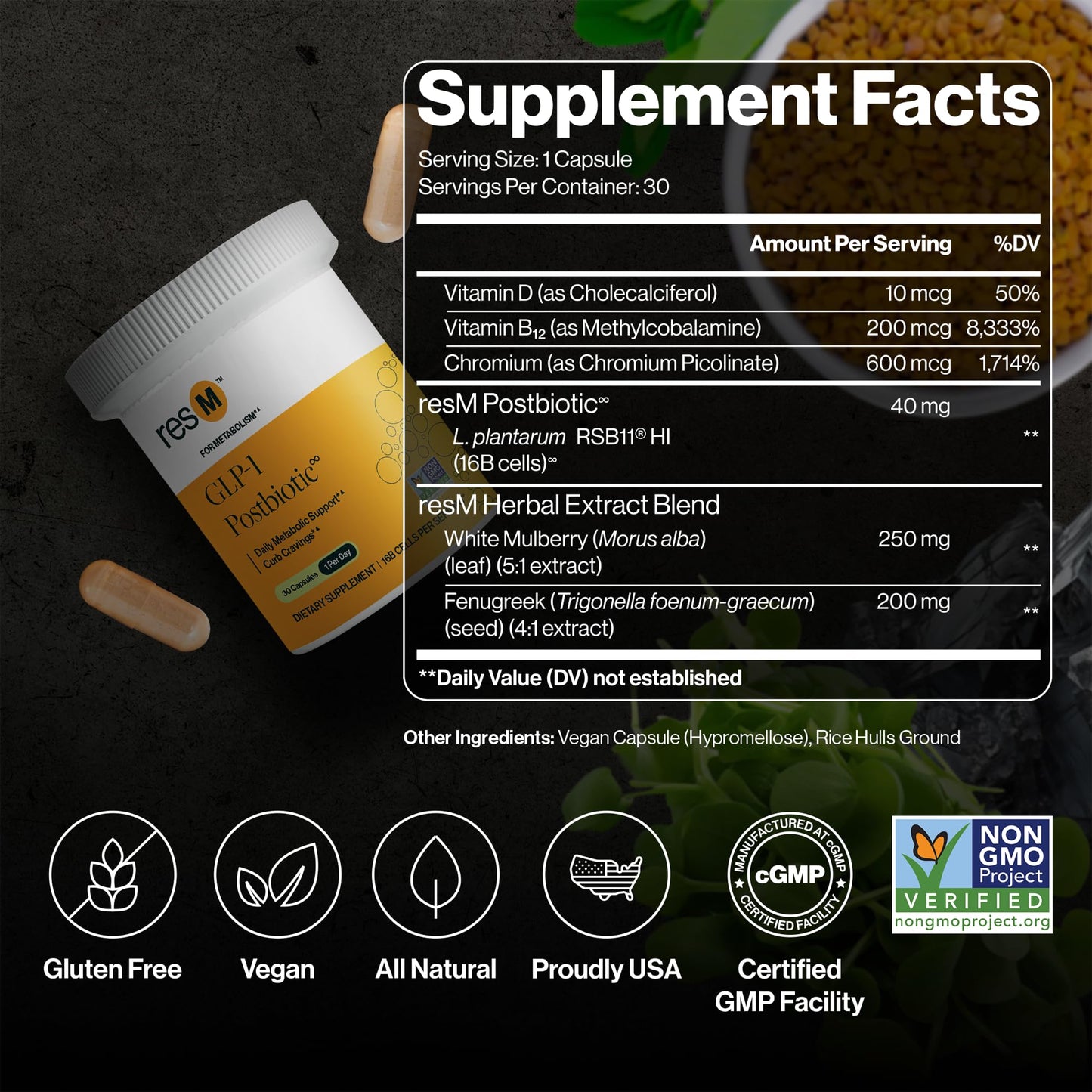ResBiotic resM GLP-1 Postbiotic Supplement Capsule 30