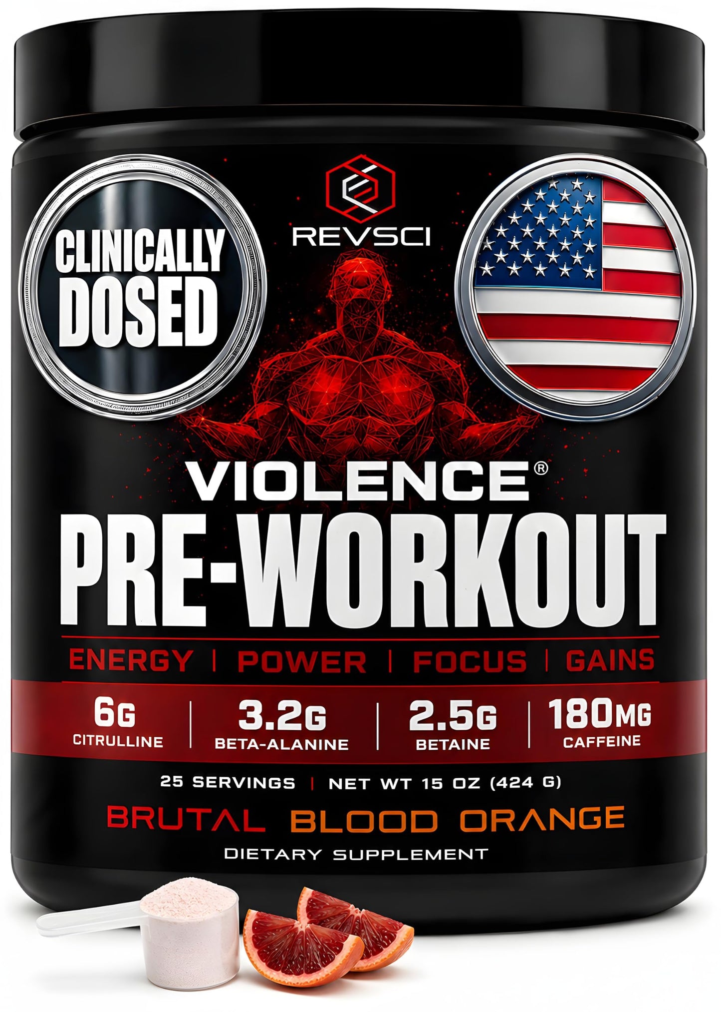 Revolution Science Violence Pre Workout Powder Clinically Dosed Powder 15