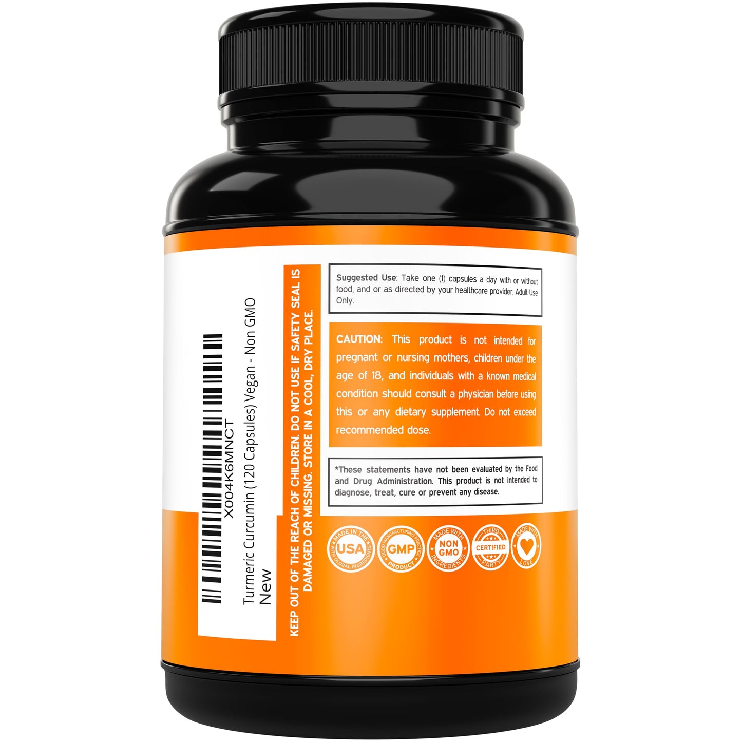 DORADO NUTRITION Turmeric Curcumin Supplement with Black Pepper, Ginger, Moringa (Made with 95% Curcuminoids) Third Party Tested, Non-GMO, Gluten Free - USA Made - 120 Capsules