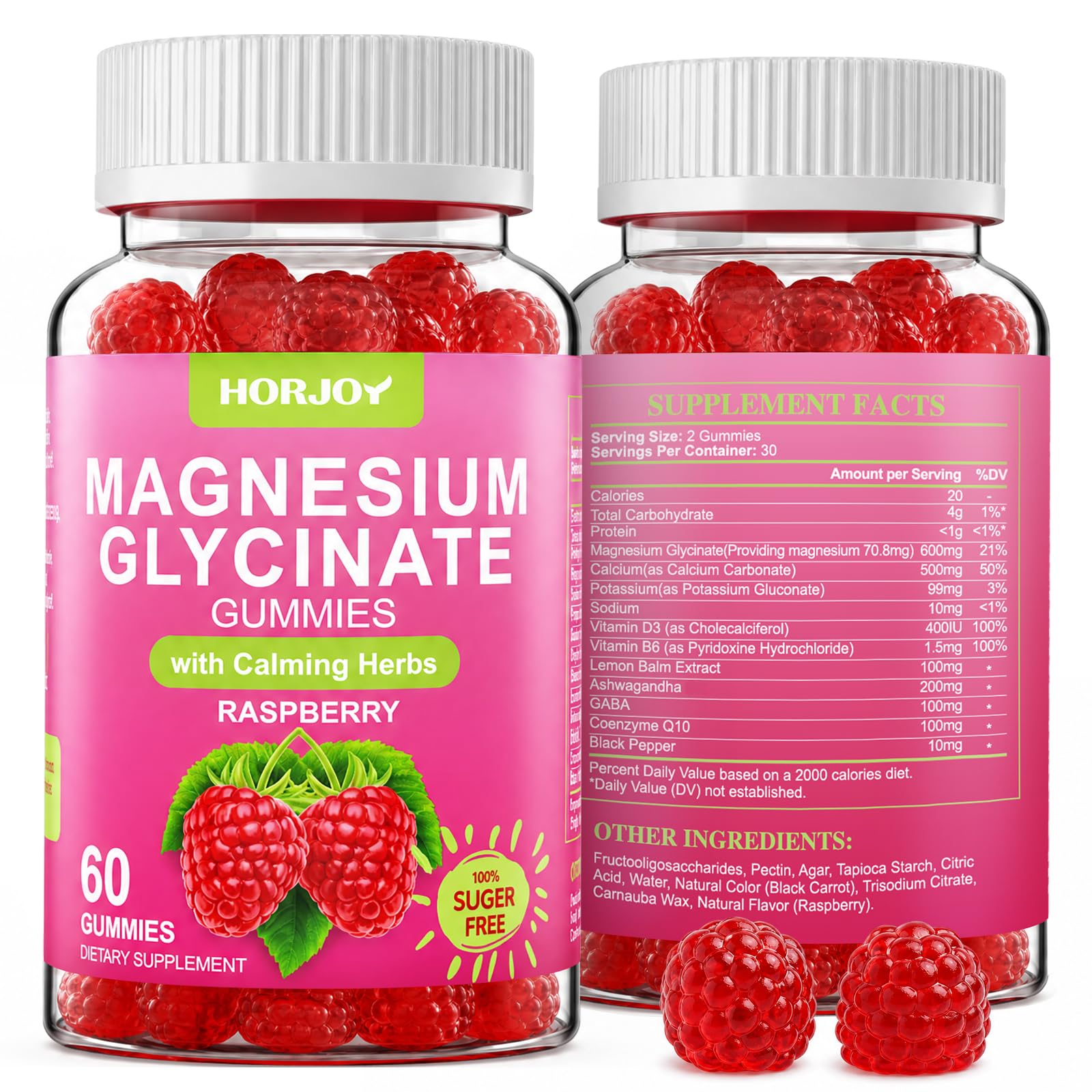 Horjoy Magnesium Glycinate Gummies for Women, 60 Count