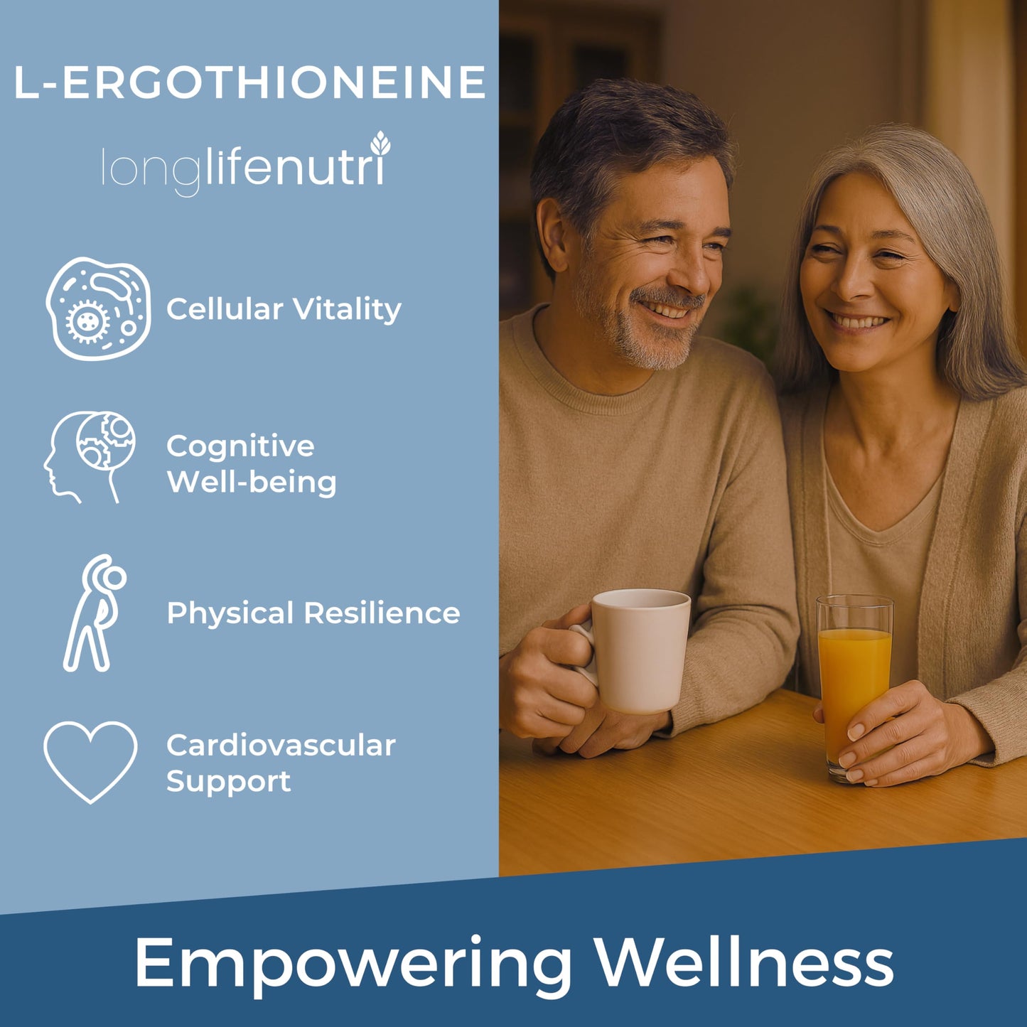 LongLifeNutri L-Ergothioneine 25mg Capsules, 120 Count
