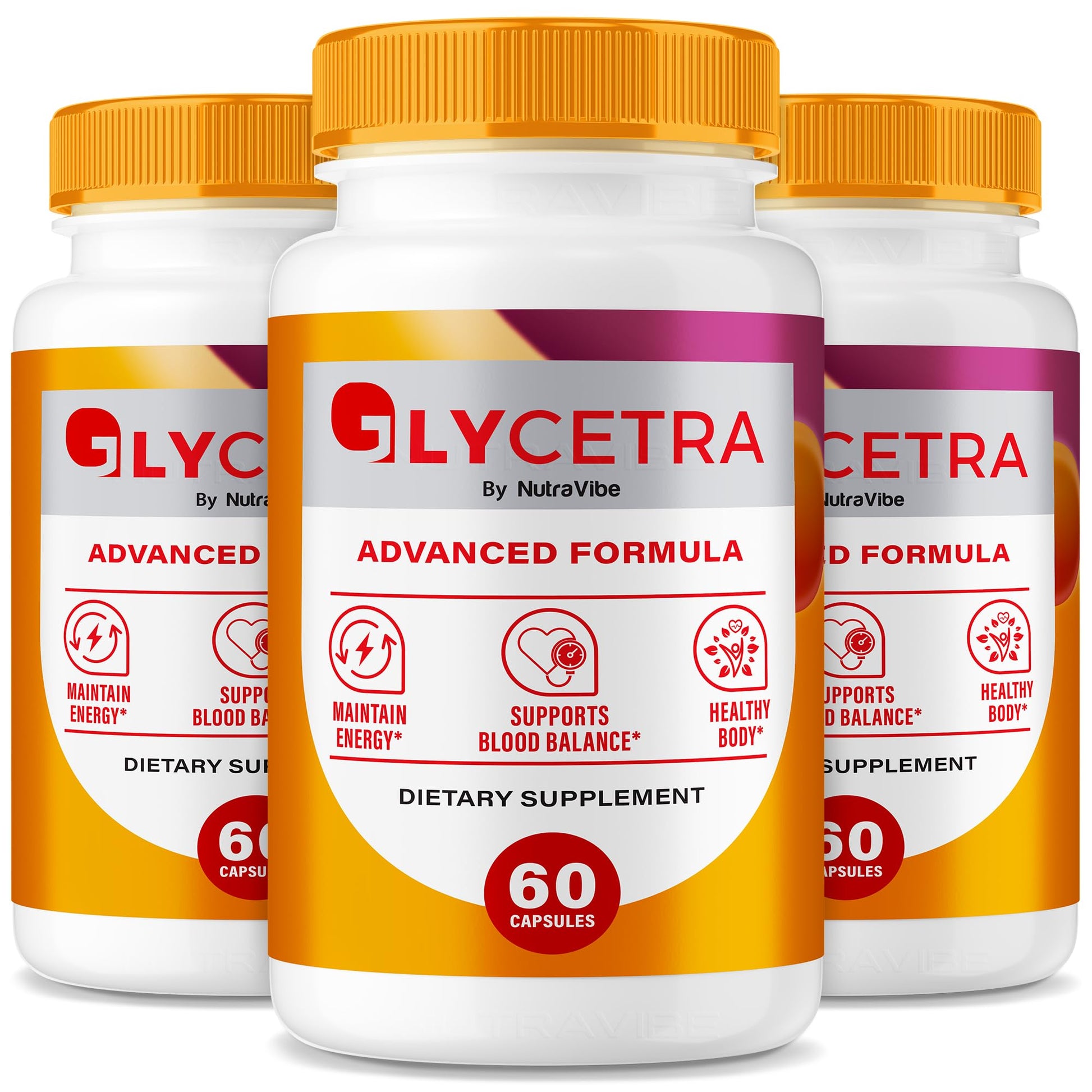 NutraVibe Glycetra Premium Glycetra Capsules for Blood & Heart Support, Circulation & Balanced Levels, Easy-to-Take Pills for Daily Energy, Official Formula, 180 Capsules