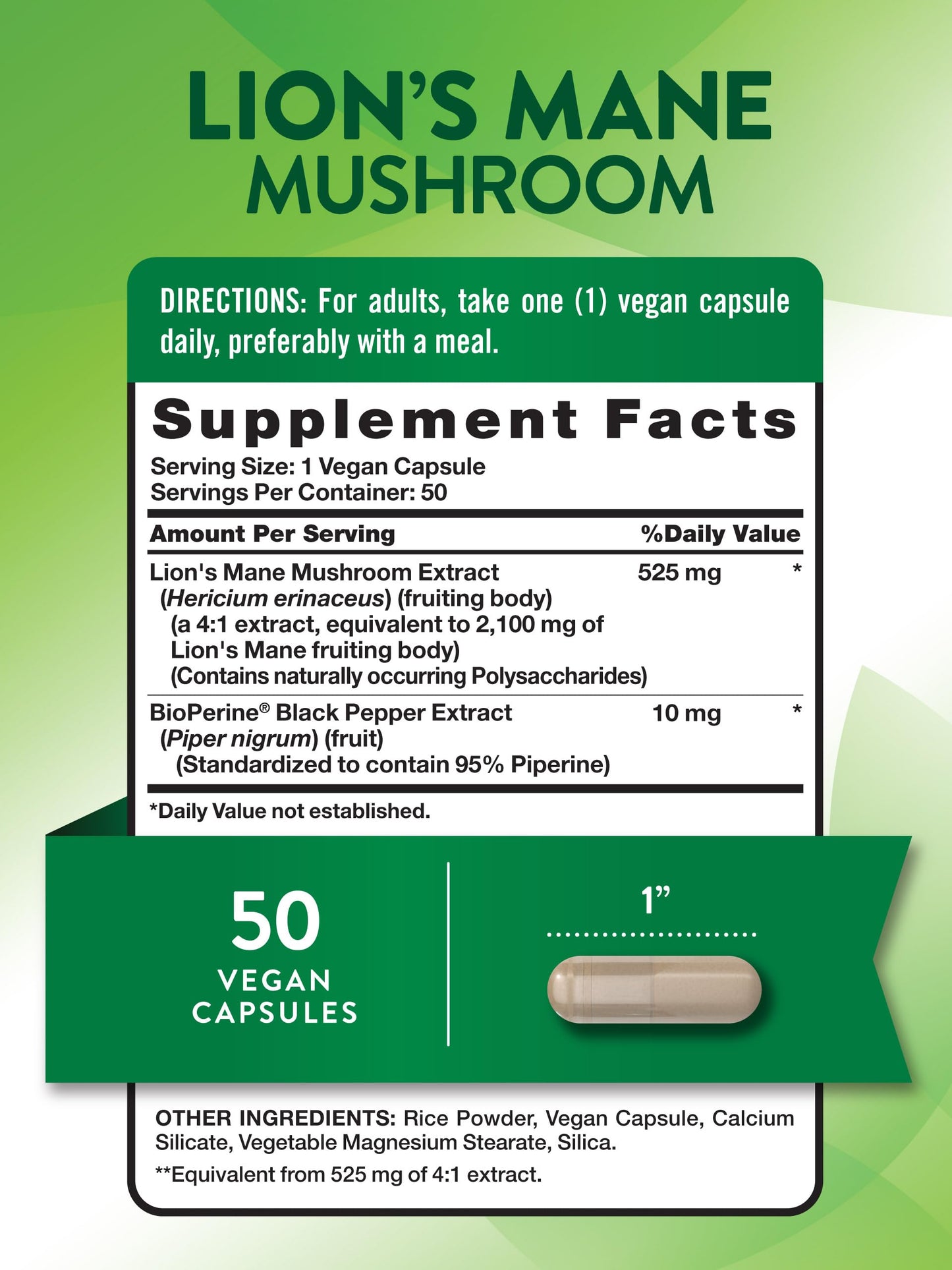 Nature's Truth Lions Mane Supplement Capsule, 1 Count