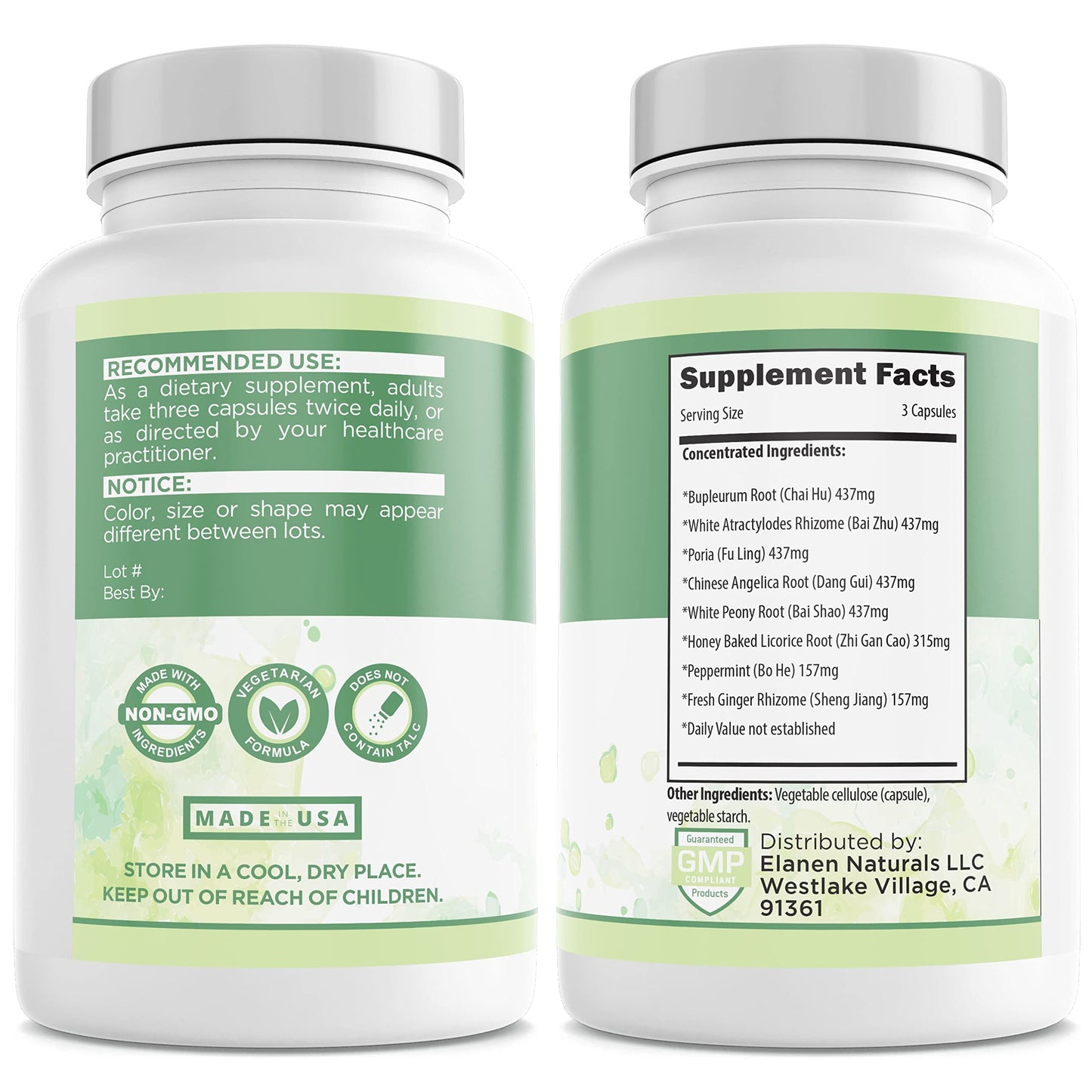 Elanen Naturals Xiao Yao San Free and Easy Wanderer Xiao Yao Wan Xiao Yao Pian Capsules 100 Count