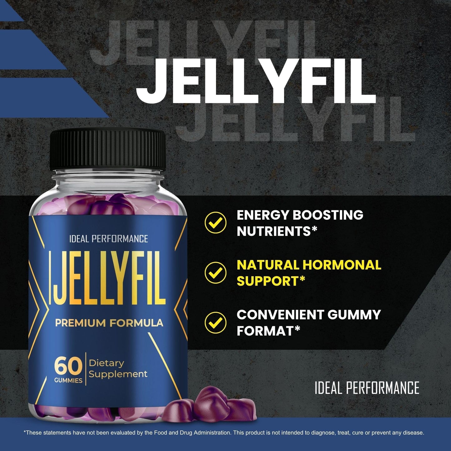 Ideal Performance Jellyfil Gummies 180 Gummies, All Natural Ingredients, Maximum Strength Daily Energy & Wellness Support
