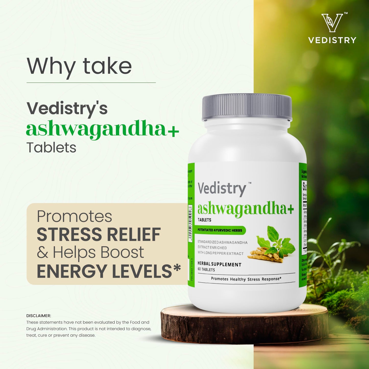 Vedistry Ashwagandha+ 1100mg with Long Pepper 60 Tablets