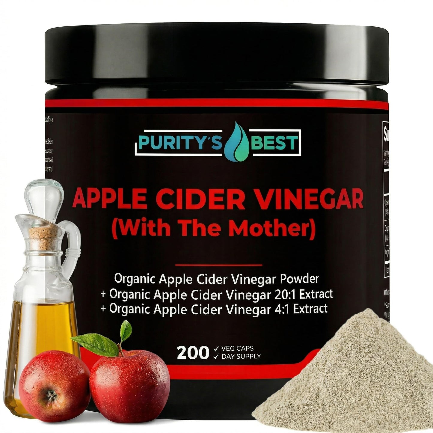 Purity`s Best Apple Cider Vinegar with The Mother 300 mg per serving, 200 Capsules