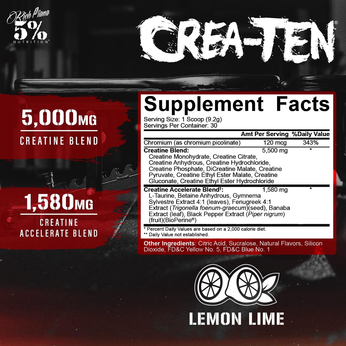 5% Nutrition CreaTEN Creatine Complex + Accelerators Powder, 25 Servings