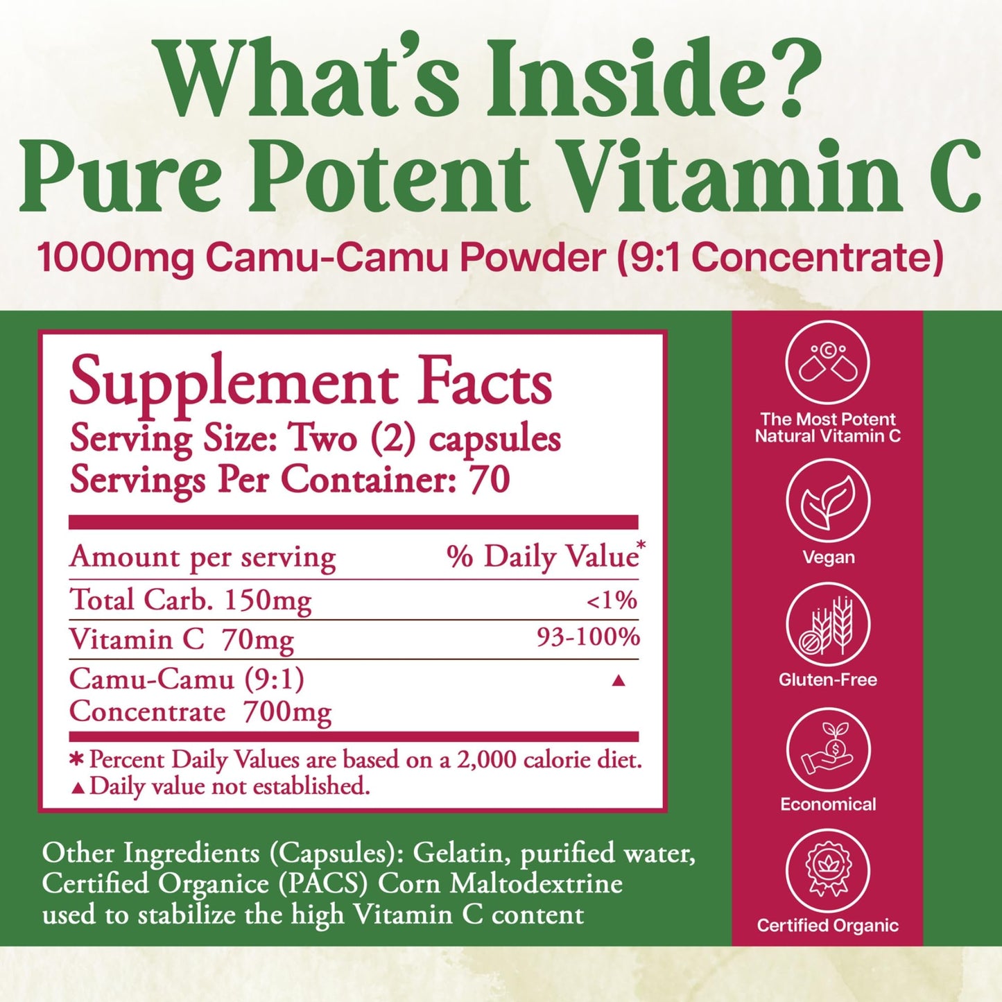 Whole World Botanicals Royal Camu Capsules, 140 Count