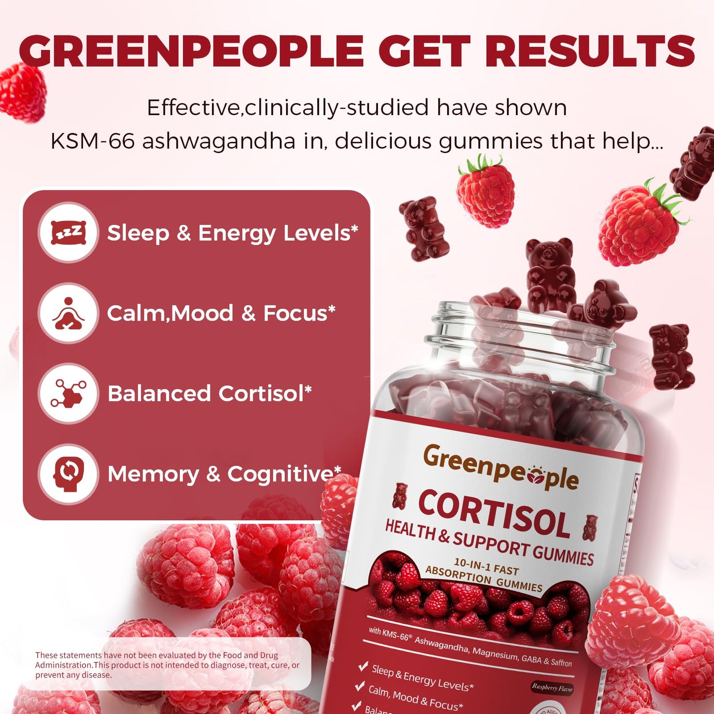 GREENPEOPLE Cortisol Reducer Gummies 60 Count